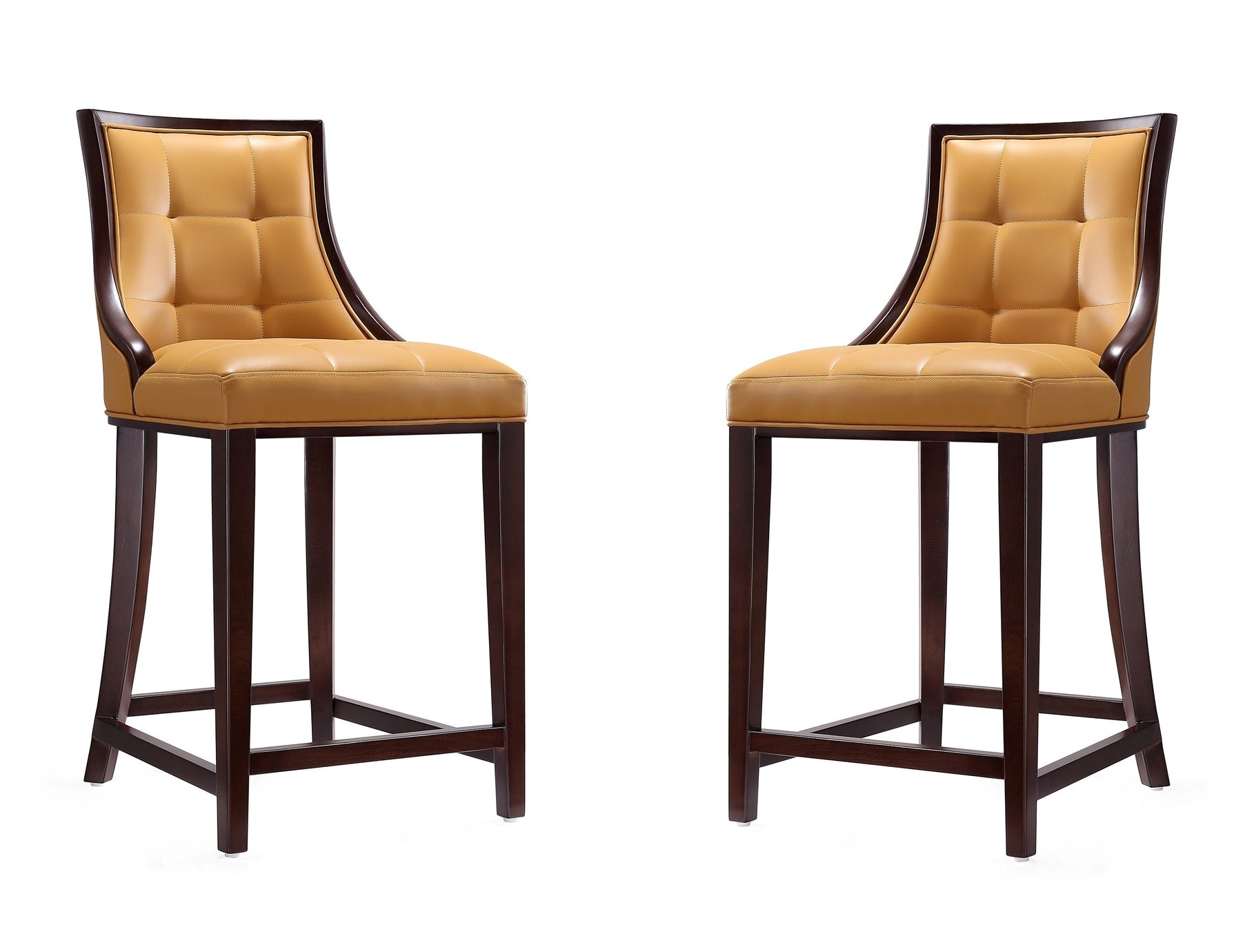 Fifth Ave Counter Stool in Camel and Dark Walnut (set of 2) - Ornate Home