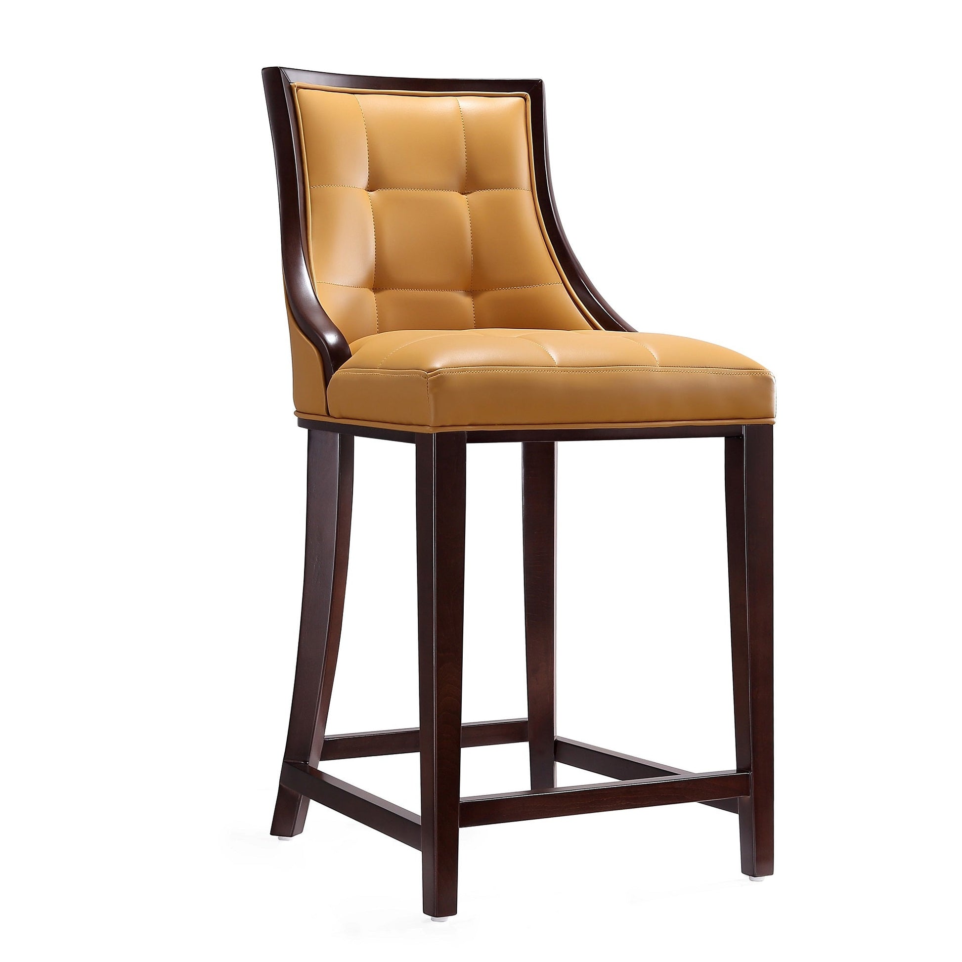 Fifth Ave Counter Stool in Camel and Dark Walnut (set of 2) - Ornate Home