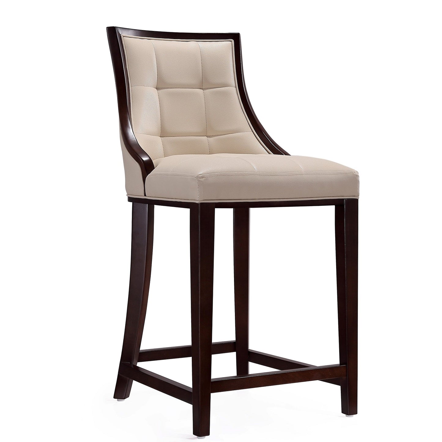 Fifth Ave Counter Stool in Cream and Dark Walnut (set of 3) - Ornate Home