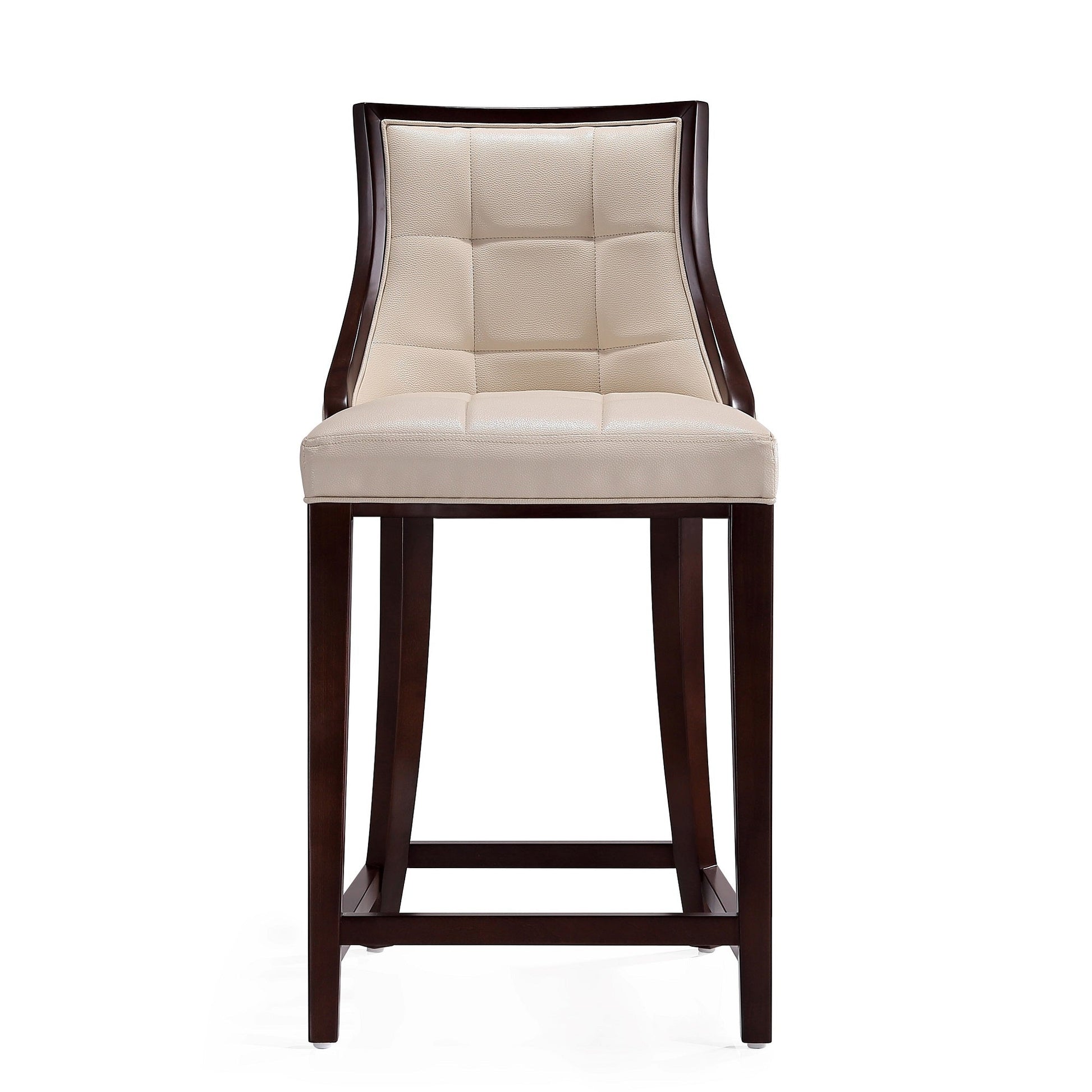 Fifth Ave Counter Stool in Cream and Dark Walnut (set of 3) - Ornate Home
