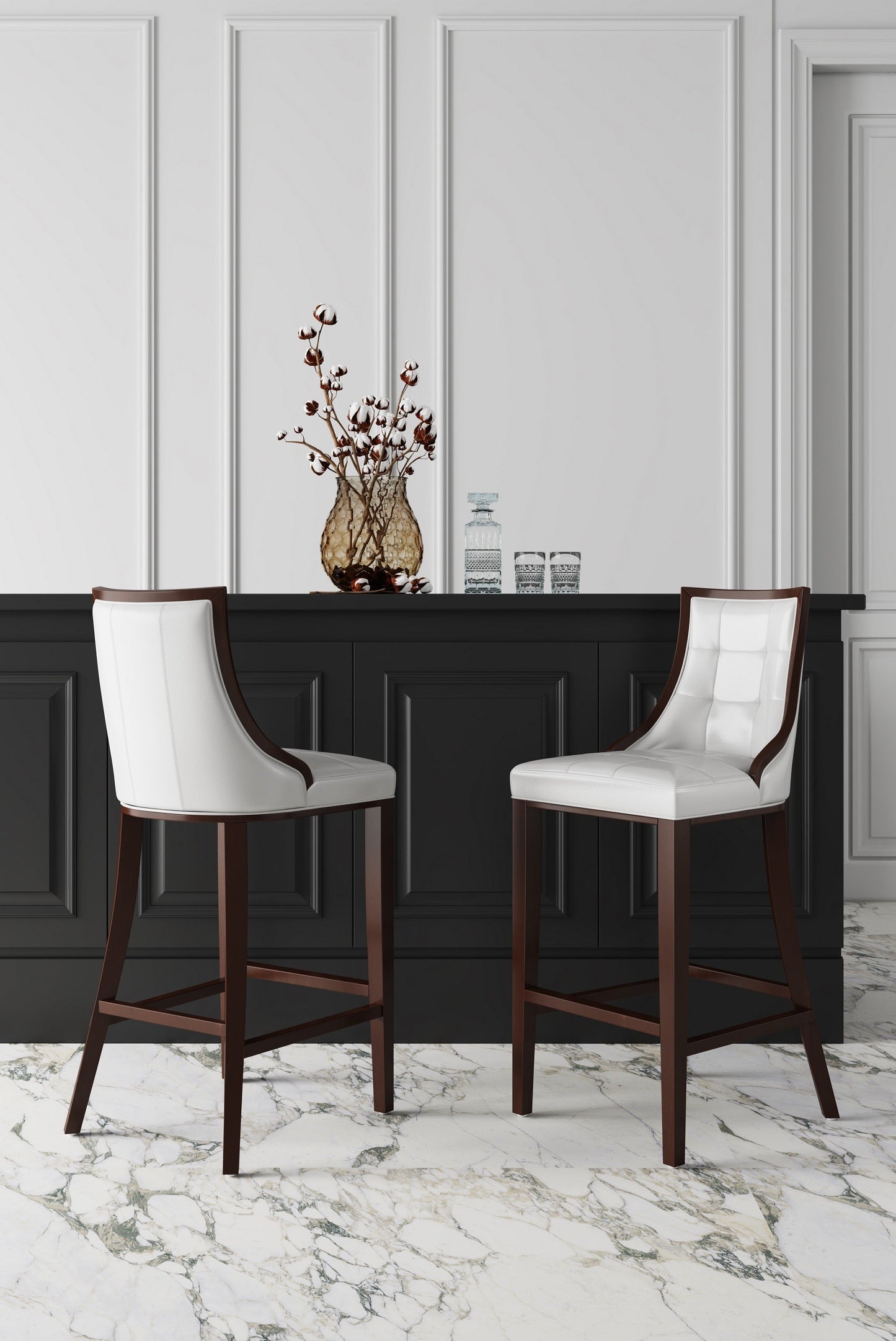 Fifth Ave Counter Stool in Pearl White and Walnut - Ornate Home