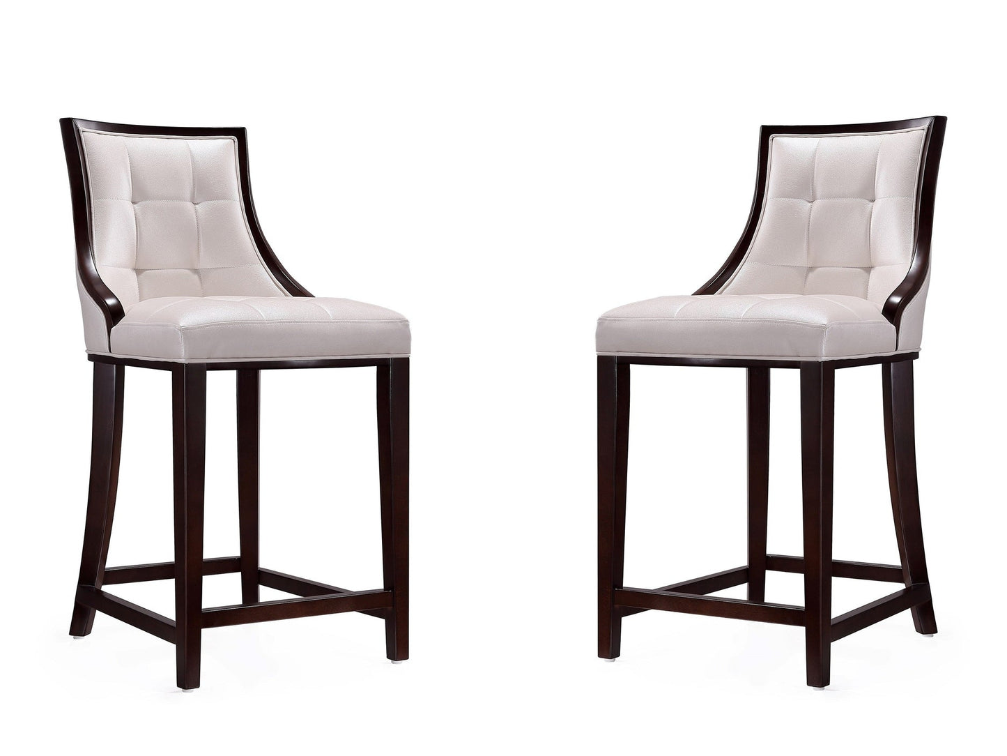 Fifth Ave Counter Stool in Pearl White and Walnut (set of 2) - Ornate Home