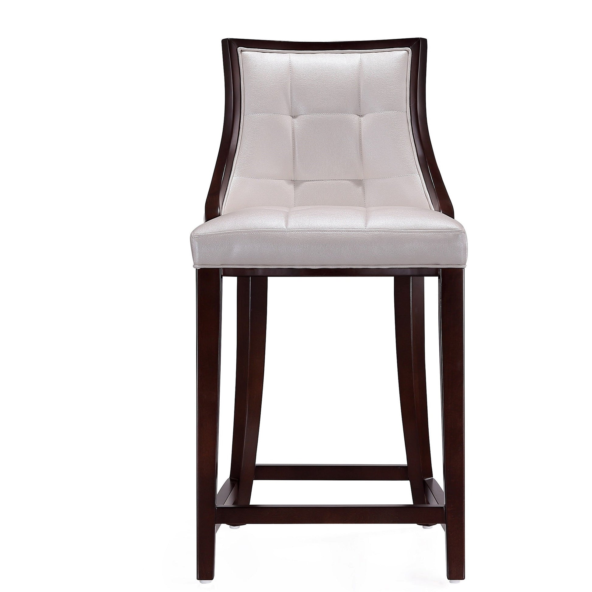 Fifth Ave Counter Stool in Pearl White and Walnut (set of 2) - Ornate Home
