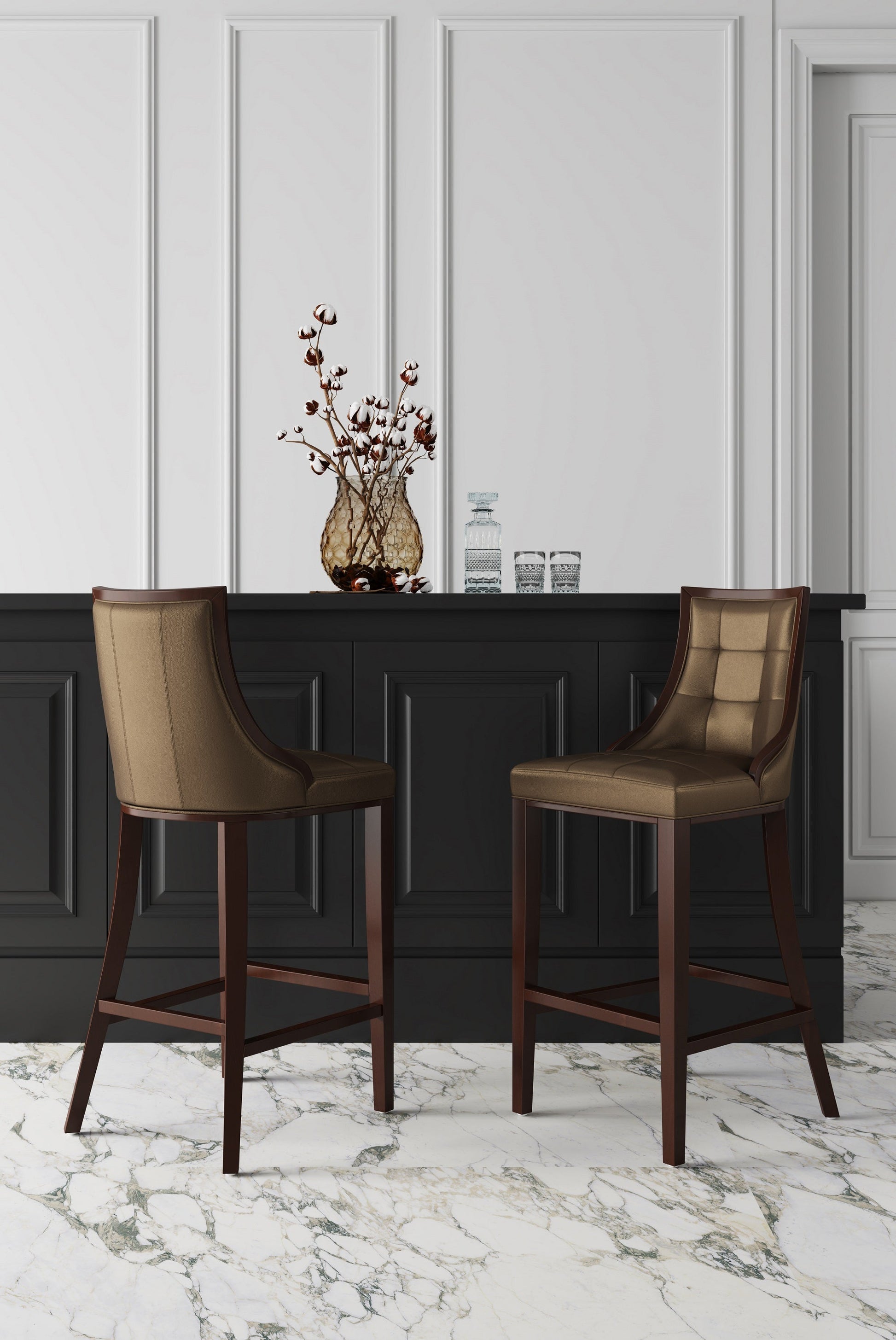 Fifth Avenue Bar Stool in Bronze and Walnut - Ornate Home
