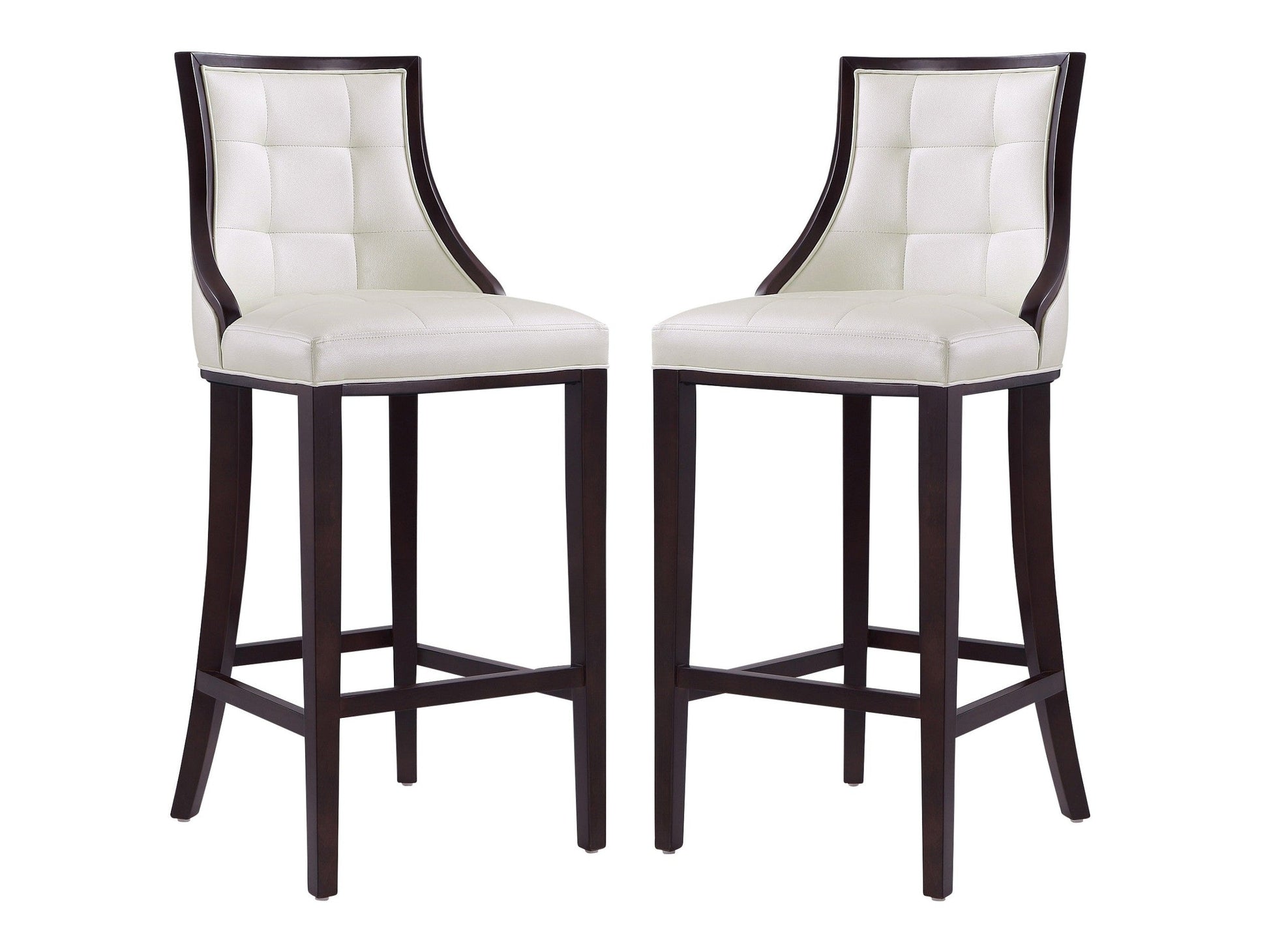 Fifth Avenue Bar Stool in Pearl White and Walnut (set of 2) - Ornate Home