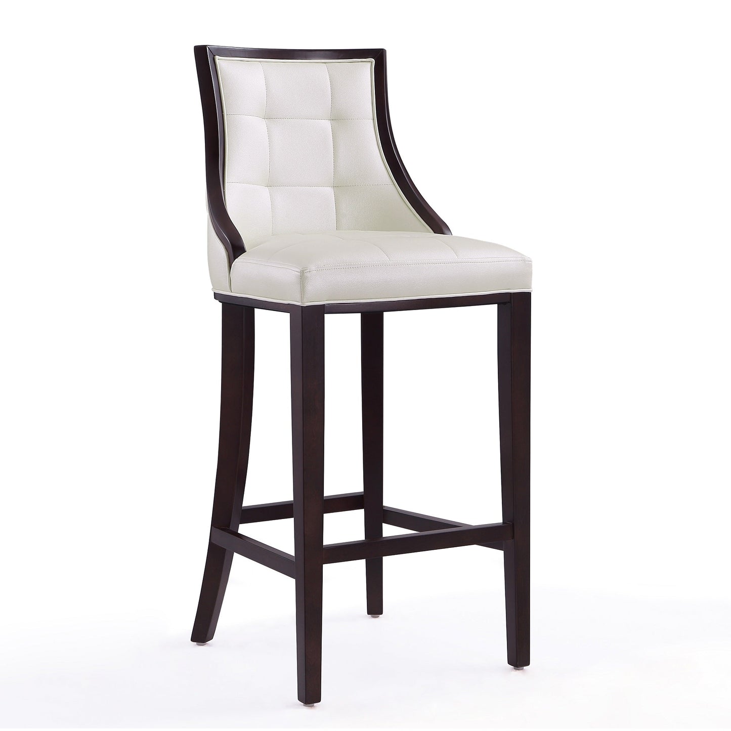 Fifth Avenue Bar Stool in Pearl White and Walnut (set of 3) - Ornate Home