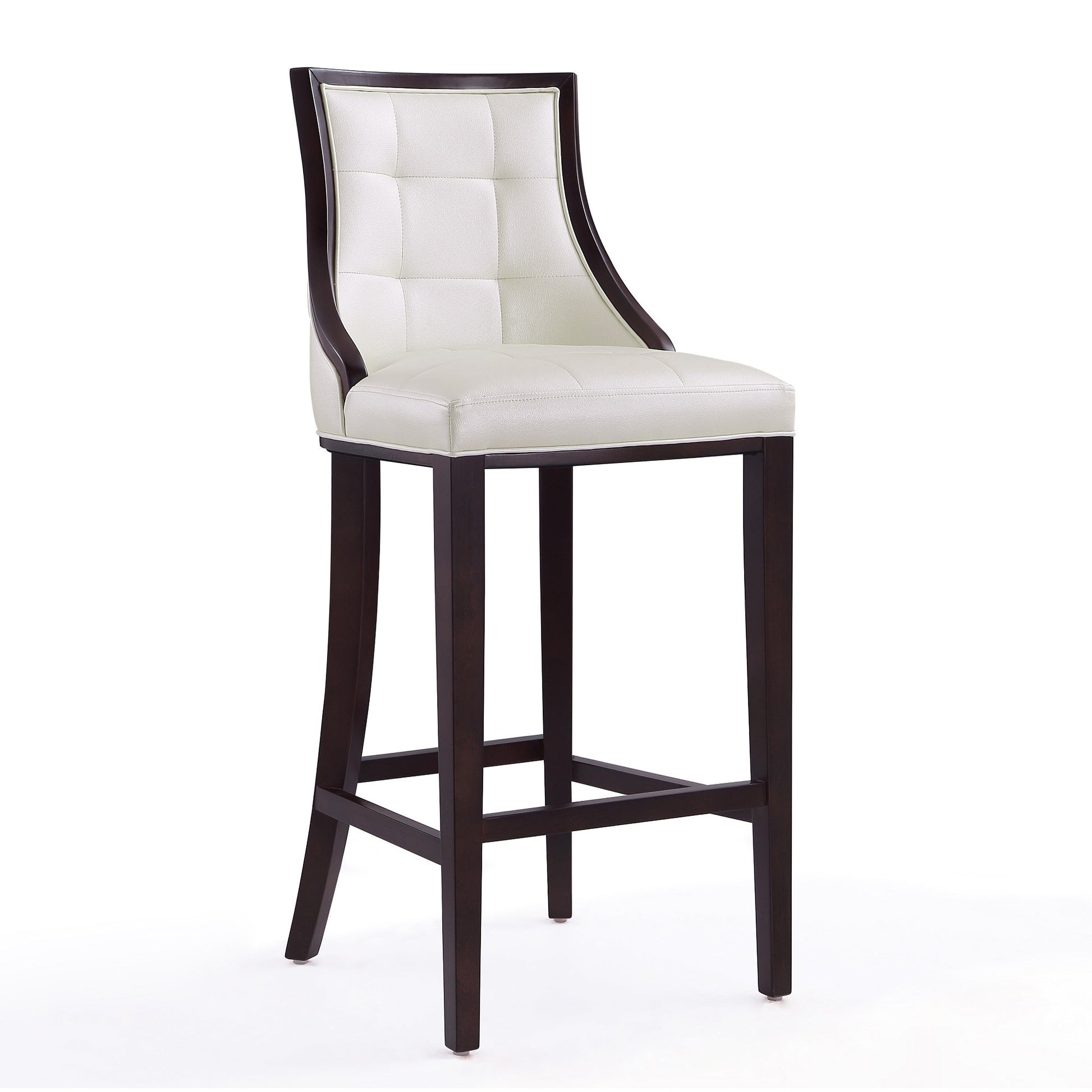 Fifth Avenue Bar Stool in Pearl White and Walnut (set of 3) - Ornate Home