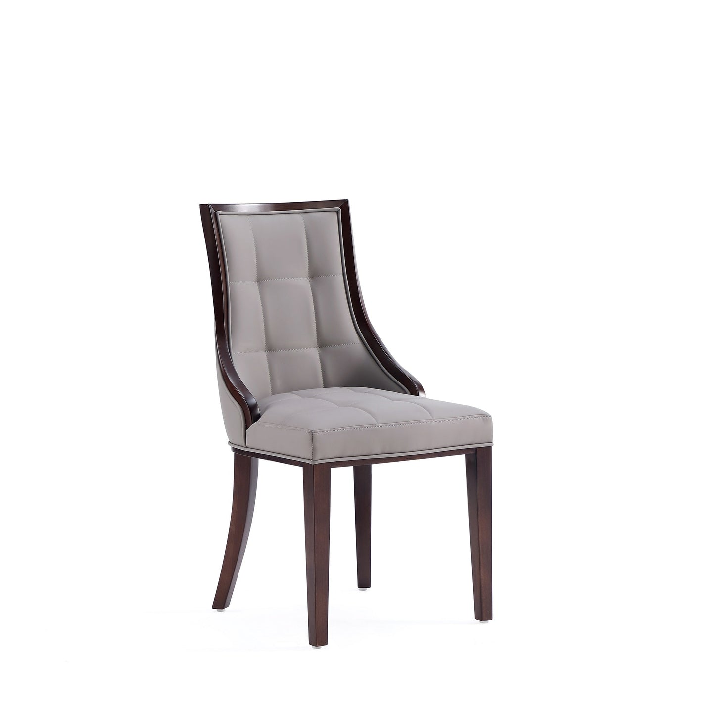 Fifth Avenue Faux Leather Dining Chair in Grey and Walnut (set of 4) - Ornate Home