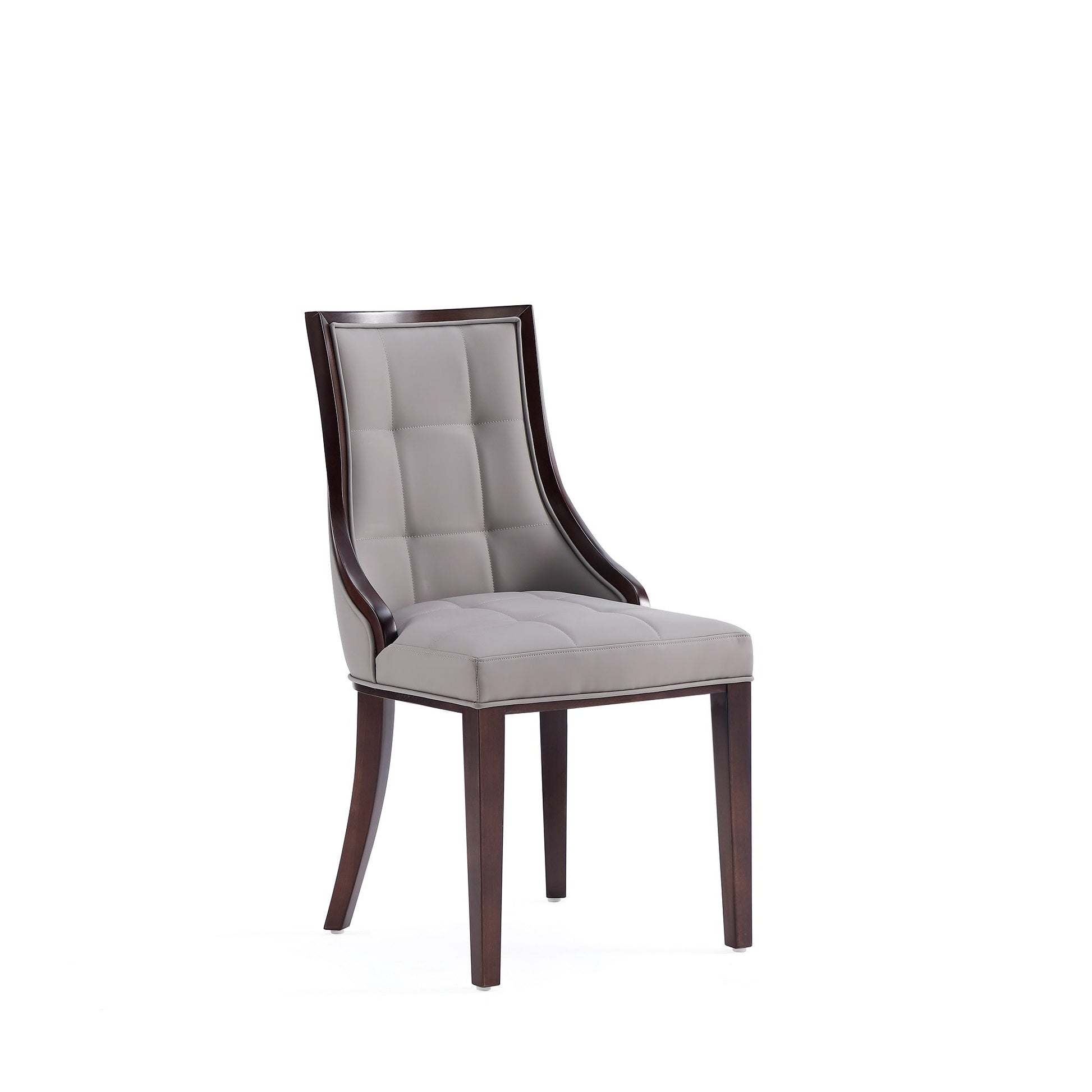 Fifth Avenue Faux Leather Dining Chair in Grey and Walnut (set of 4) - Ornate Home