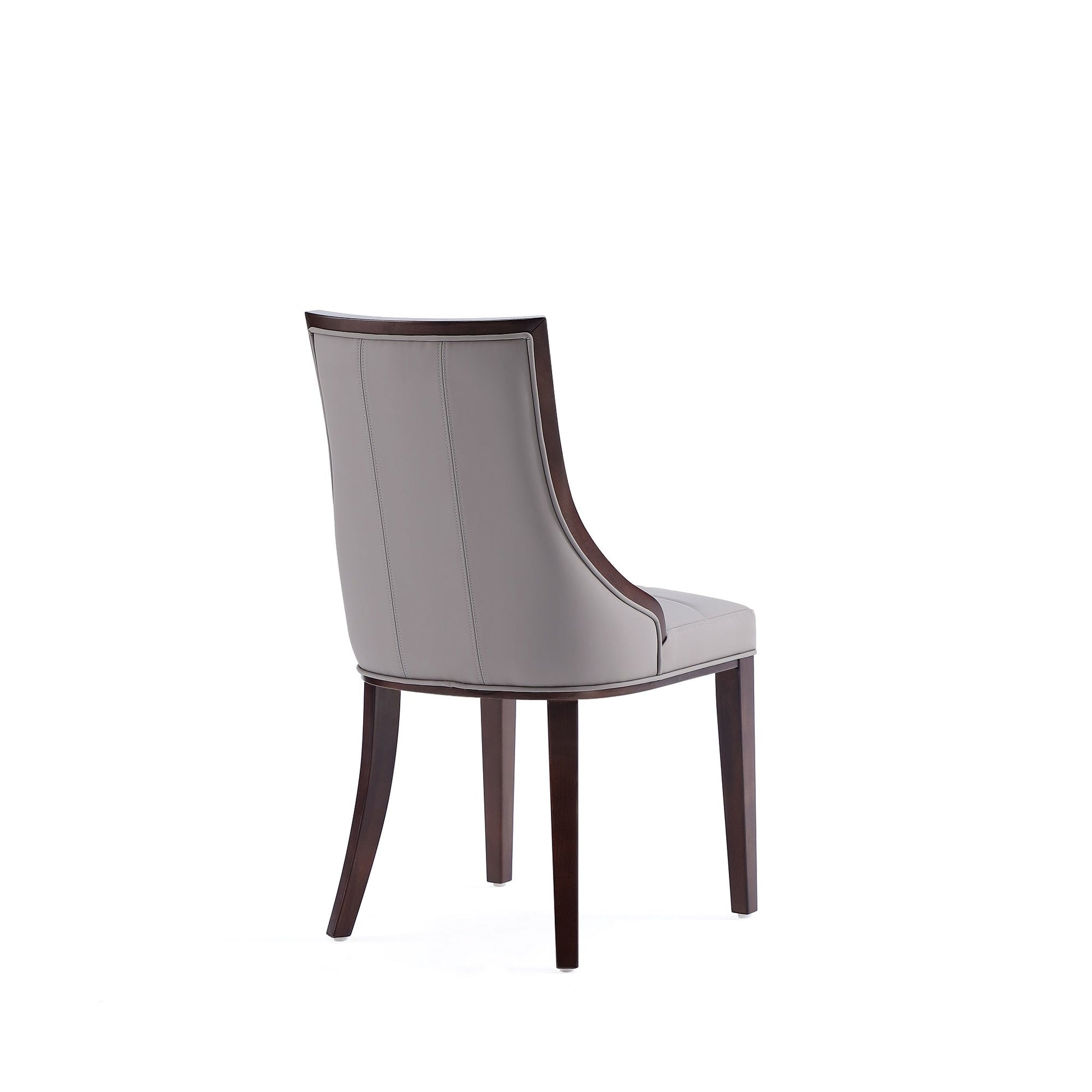 Fifth Avenue Faux Leather Dining Chair in Grey and Walnut (set of 4) - Ornate Home