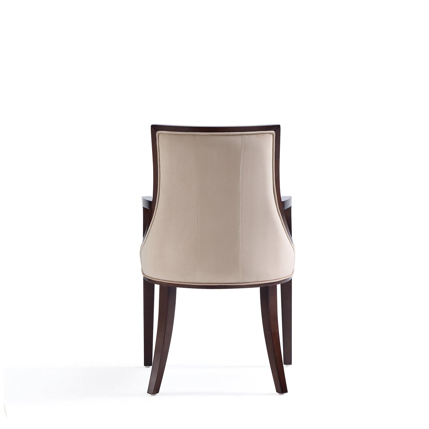 Fifth Avenue Faux Leather and Velvet Dining Armchair in Tan and Walnut (set of 2) - Ornate Home