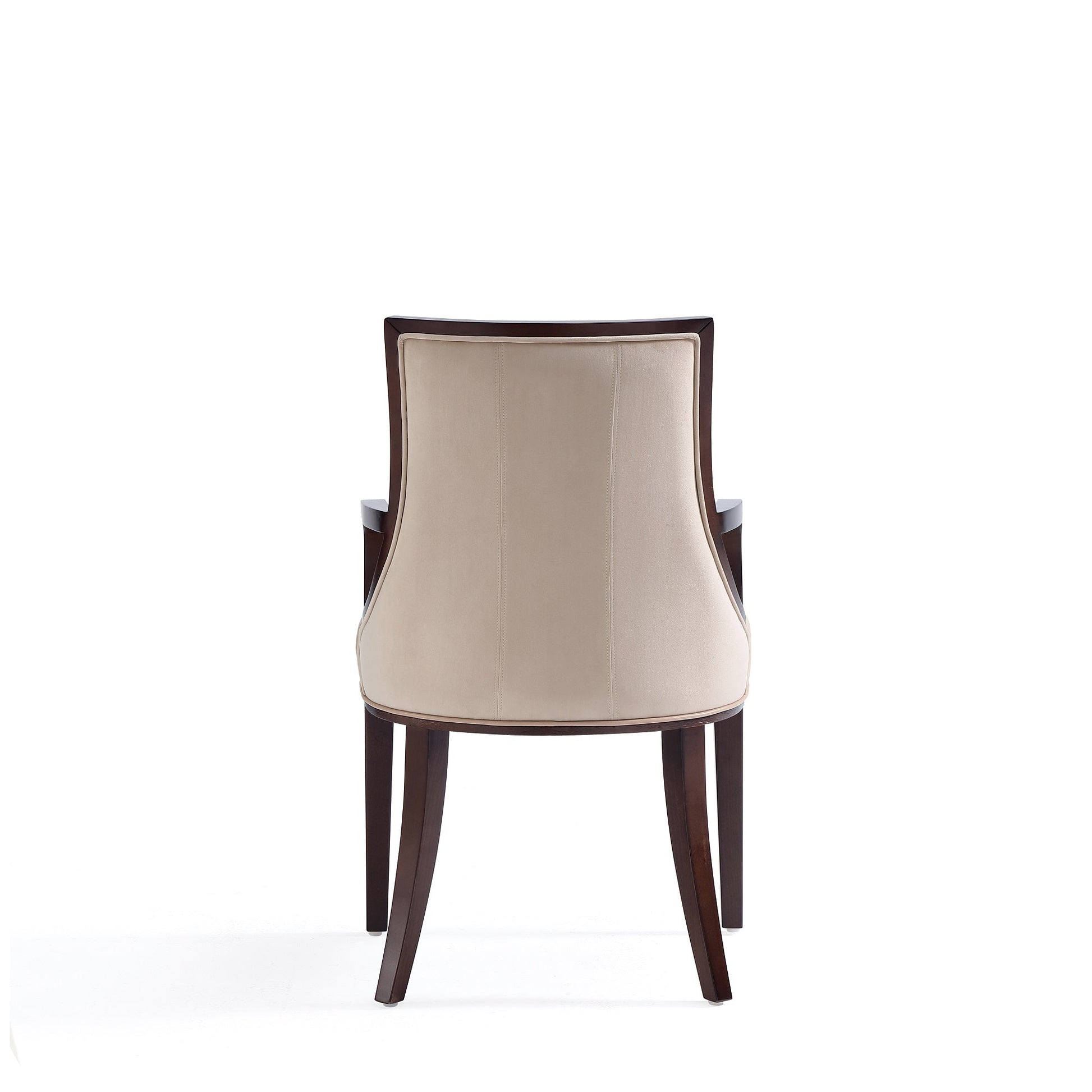 Fifth Avenue Faux Leather and Velvet Dining Armchair in Tan and Walnut (set of 2) - Ornate Home
