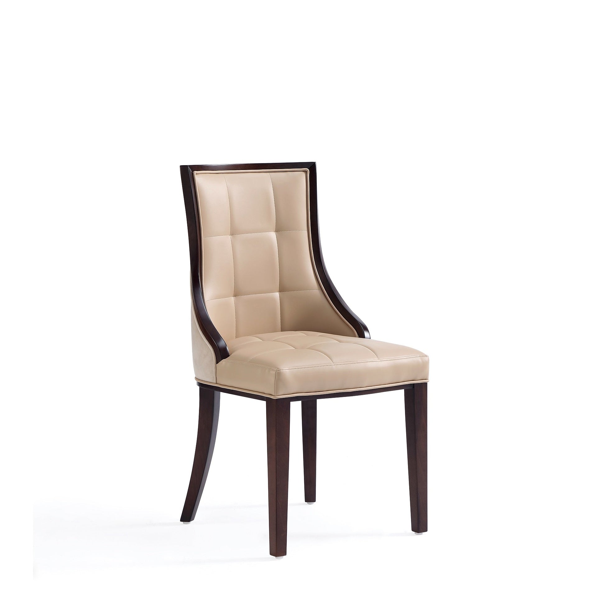 Fifth Avenue Faux Leather and Velvet Dining Chair (Set of Two) in Tan and Walnut - Ornate Home