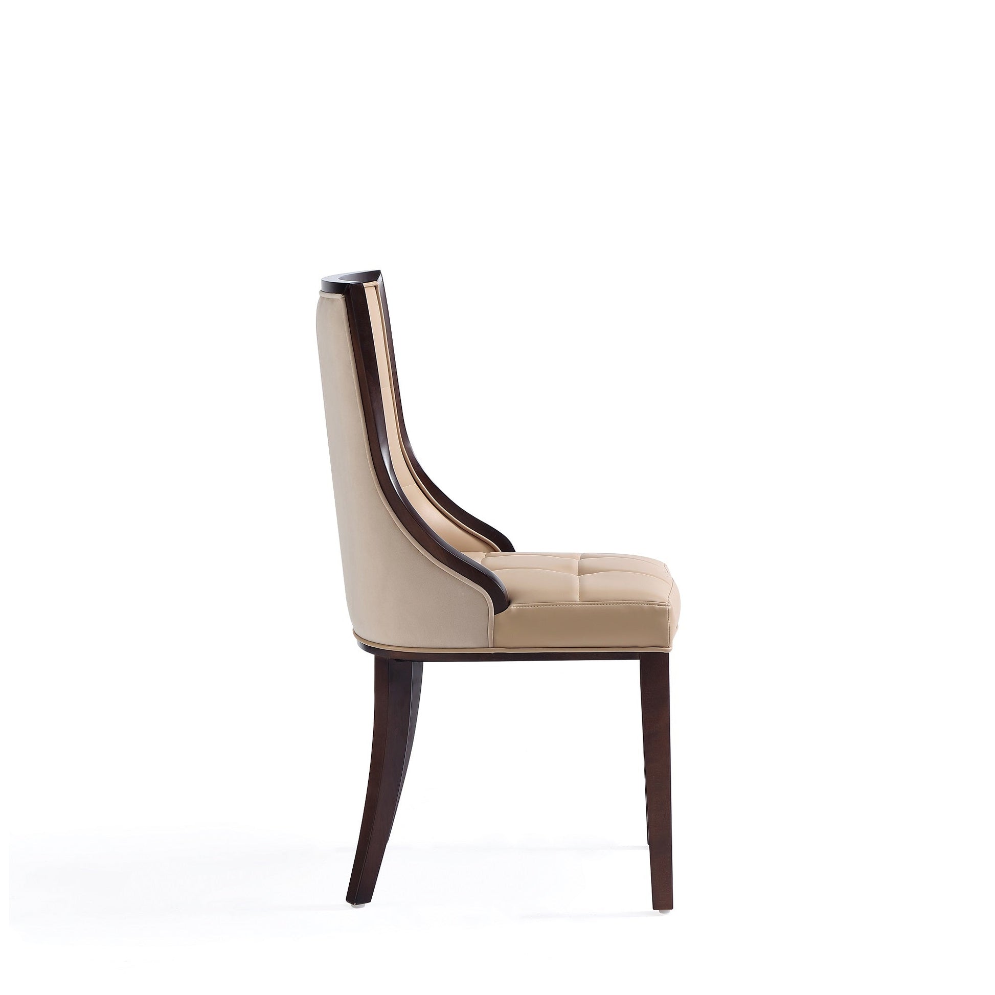 Fifth Avenue Faux Leather and Velvet Dining Chair (Set of Two) in Tan and Walnut - Ornate Home
