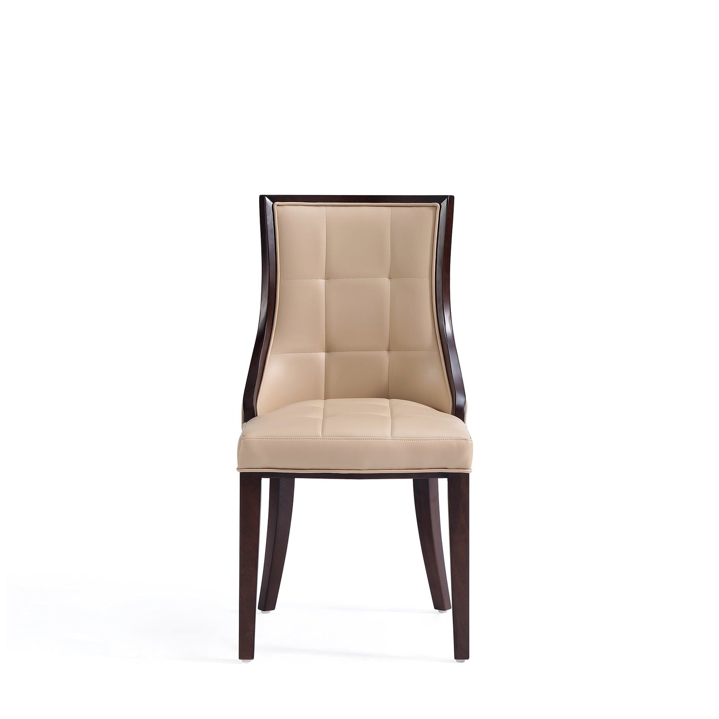 Fifth Avenue Faux Leather and Velvet Dining Chair in Tan and Walnut (set of 4) - Ornate Home