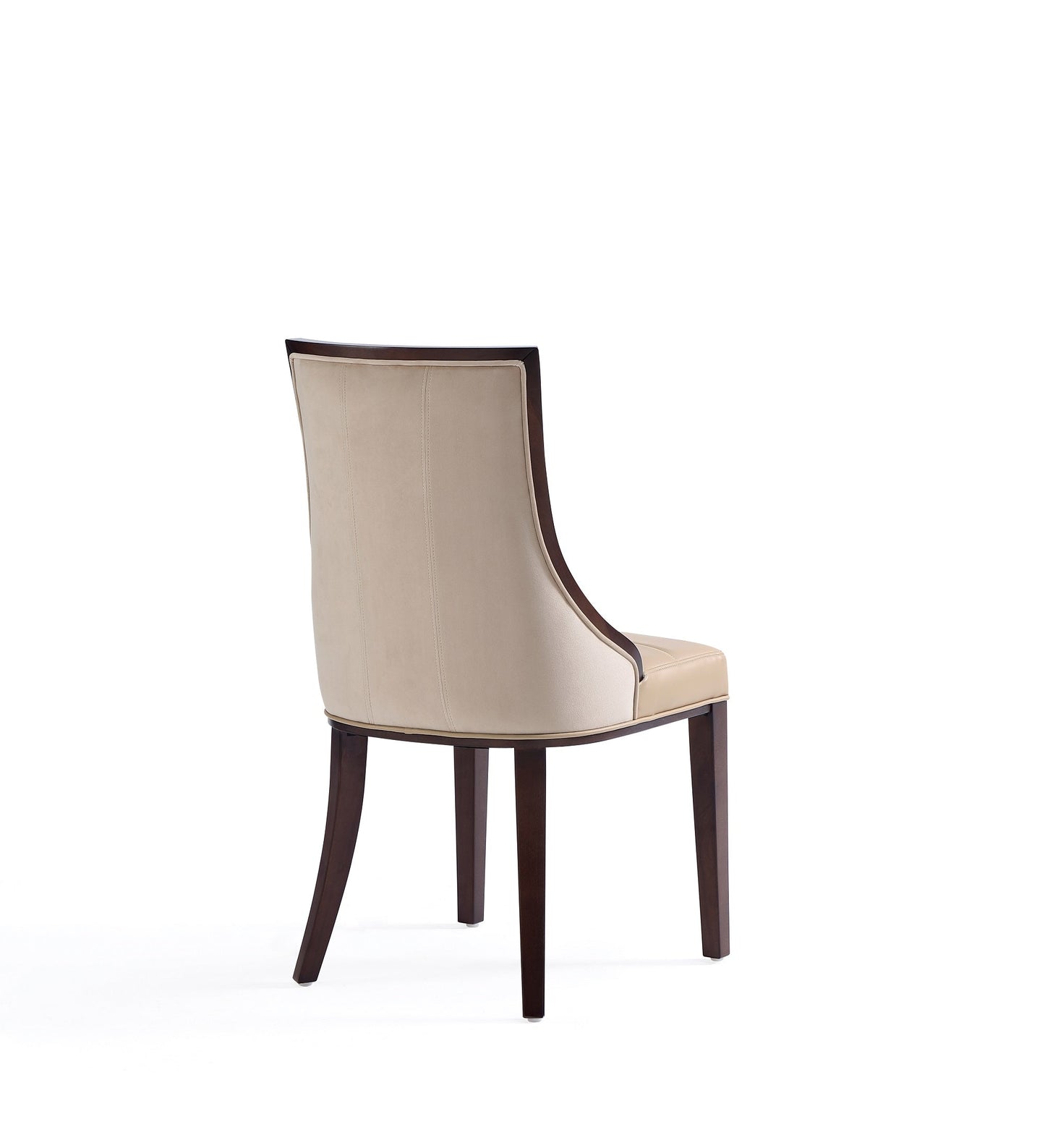 Fifth Avenue Faux Leather and Velvet Dining Chair in Tan and Walnut (set of 4) - Ornate Home