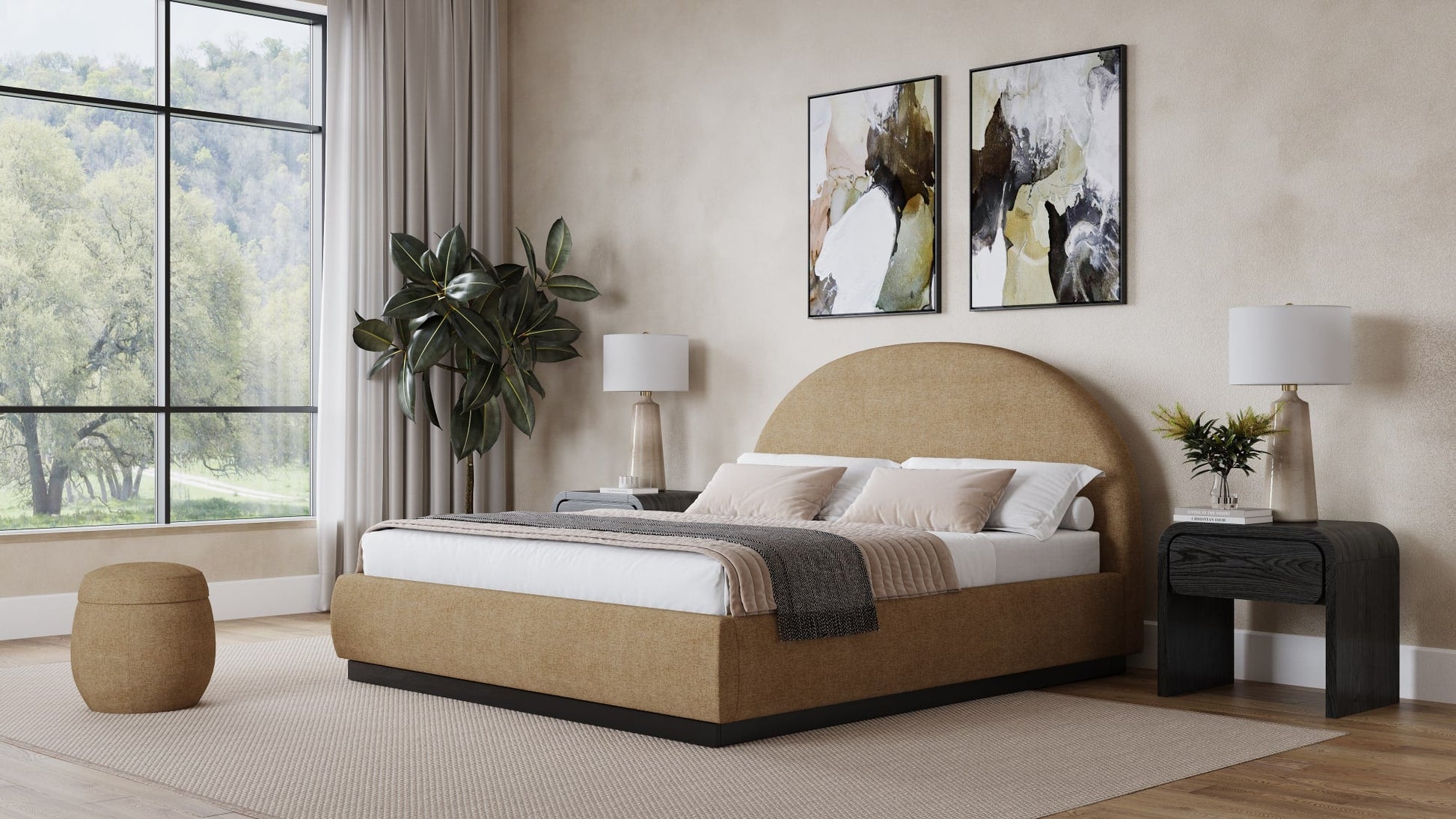 Flex Porcini Upholstered Ottoman - Ornate Home