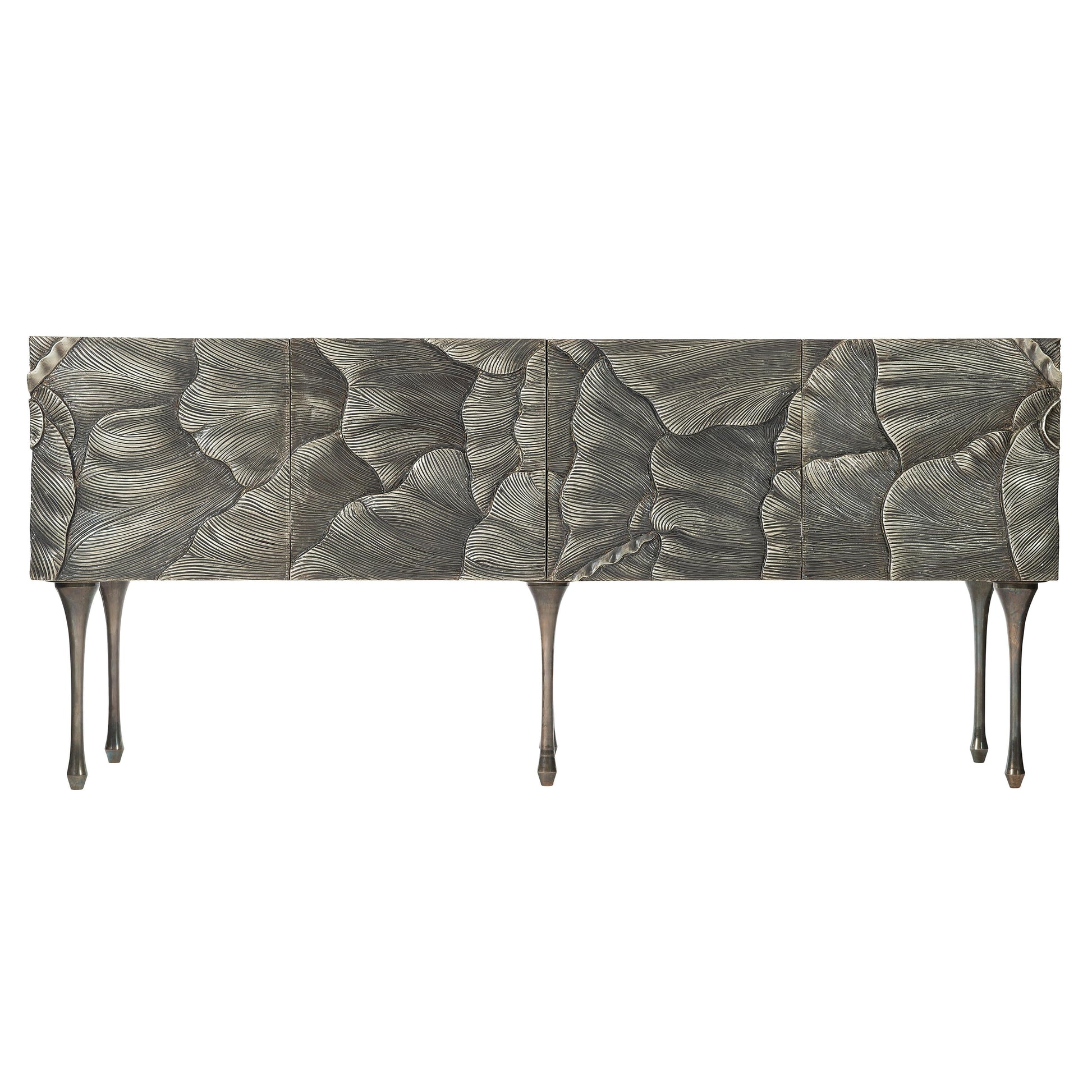 Flora Antique Silver Entertainment Credenza - Ornate Home