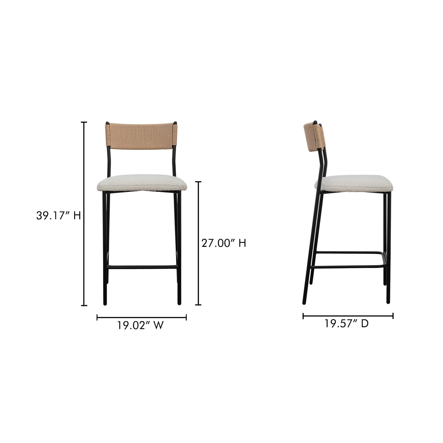 Foley White Counter Stool - Ornate Home
