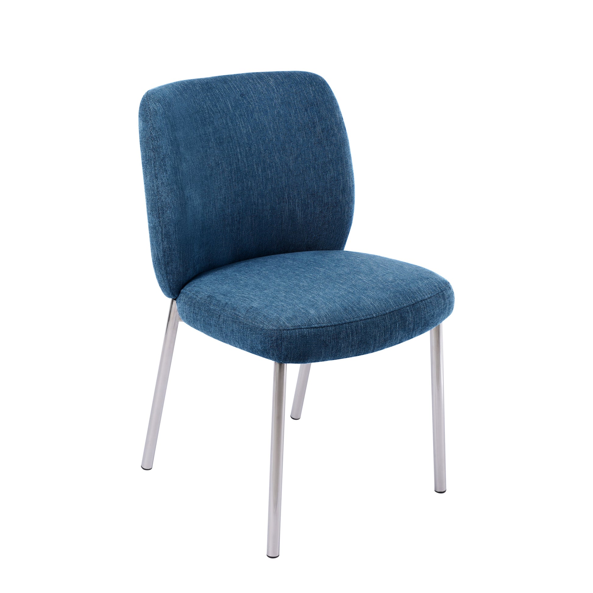 Fomo Chenille-upholstered Stainless Steel Base Dining Chair in Azure (Set of 2) - Ornate Home