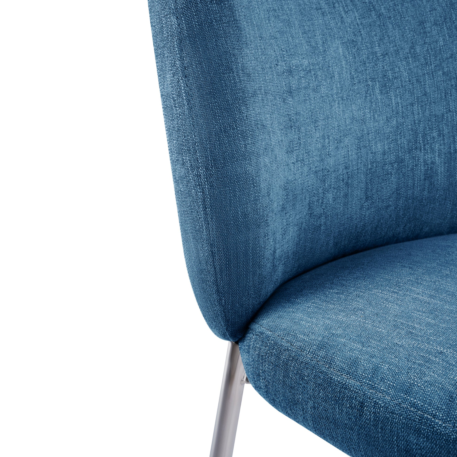 Fomo Chenille-upholstered Stainless Steel Base Dining Chair in Azure (Set of 2) - Ornate Home