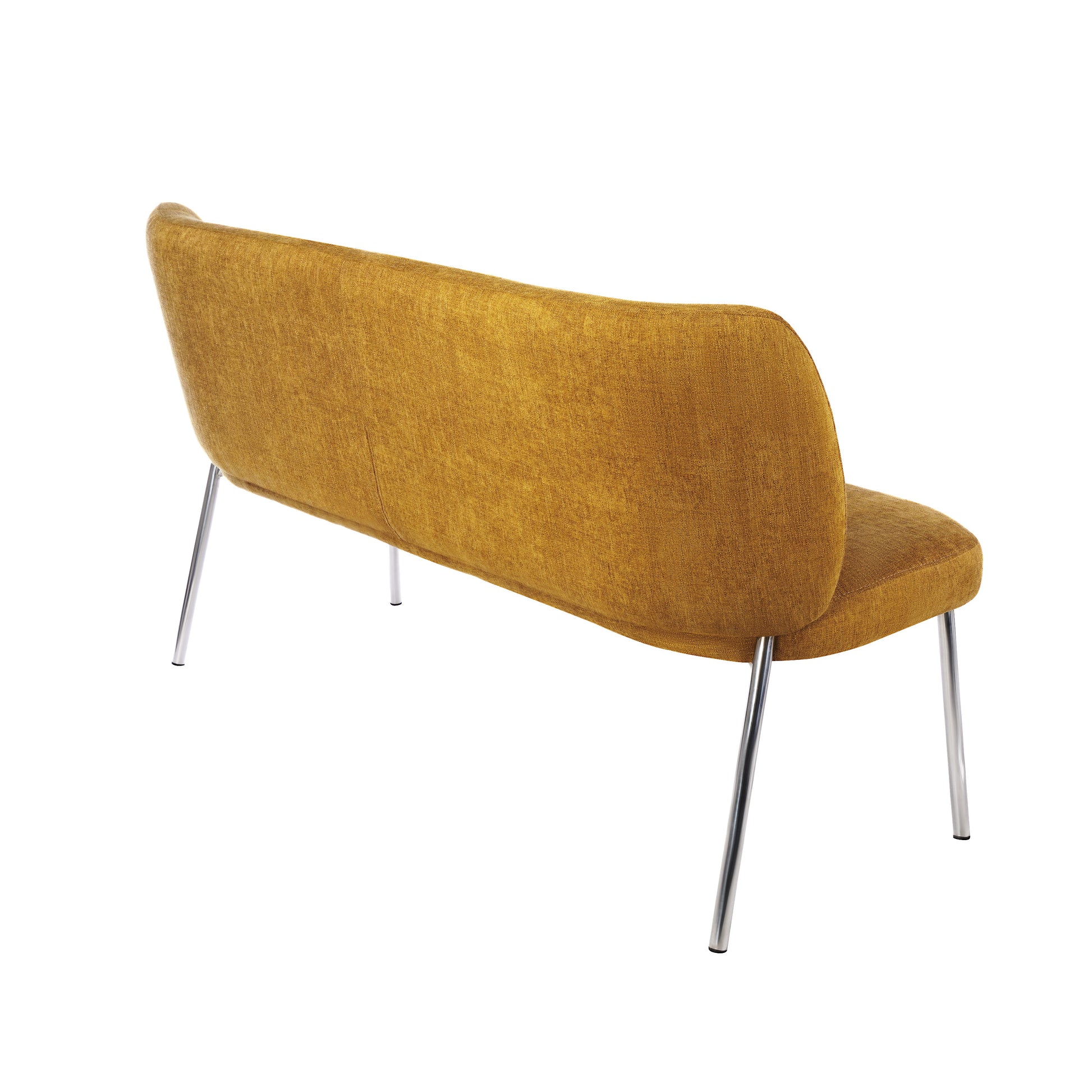 Fomo Chenille-upholstered Stainless Steel Base Settee in Pineapple - Ornate Home