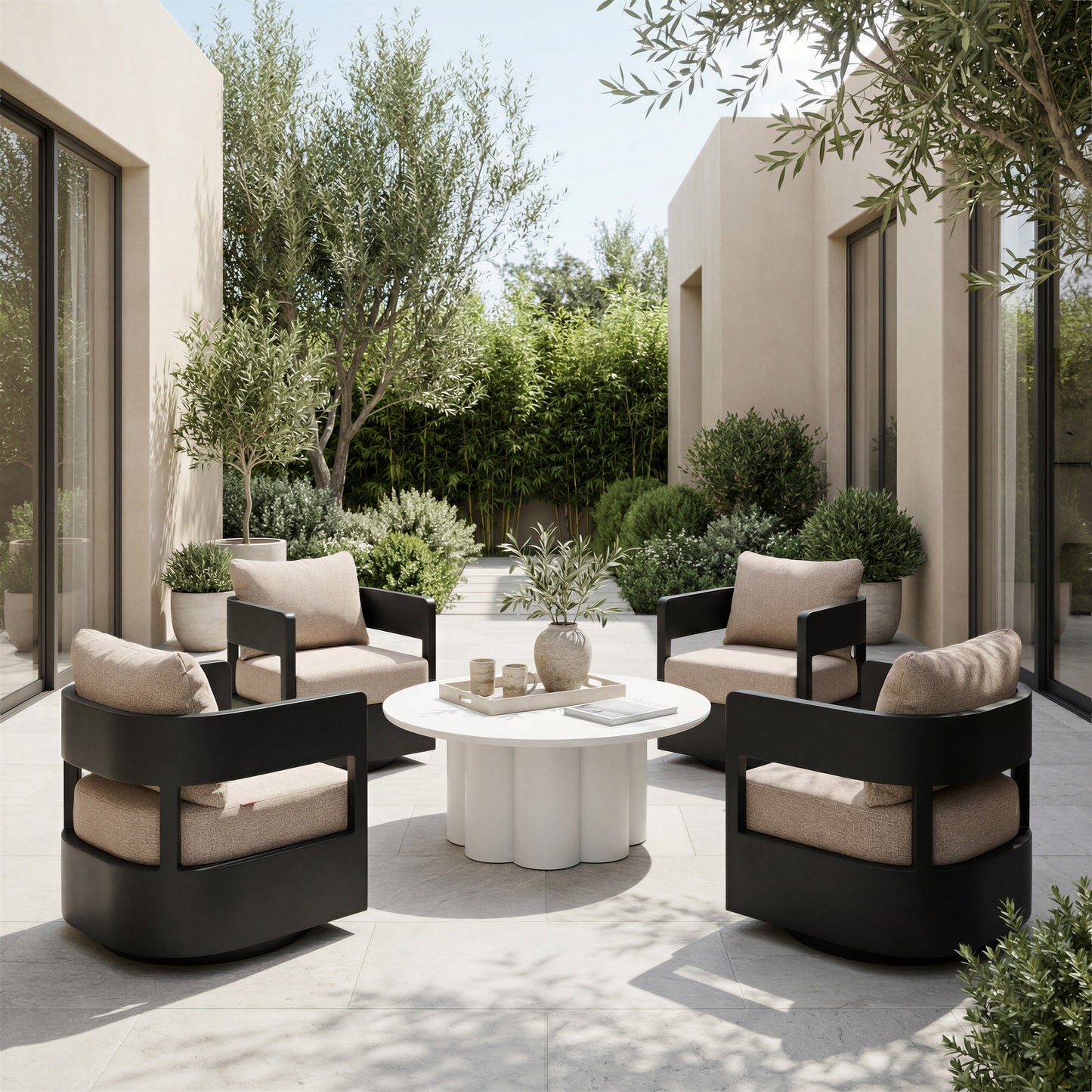 Foret Black Outdoor Swivel Chair - Ornate Home