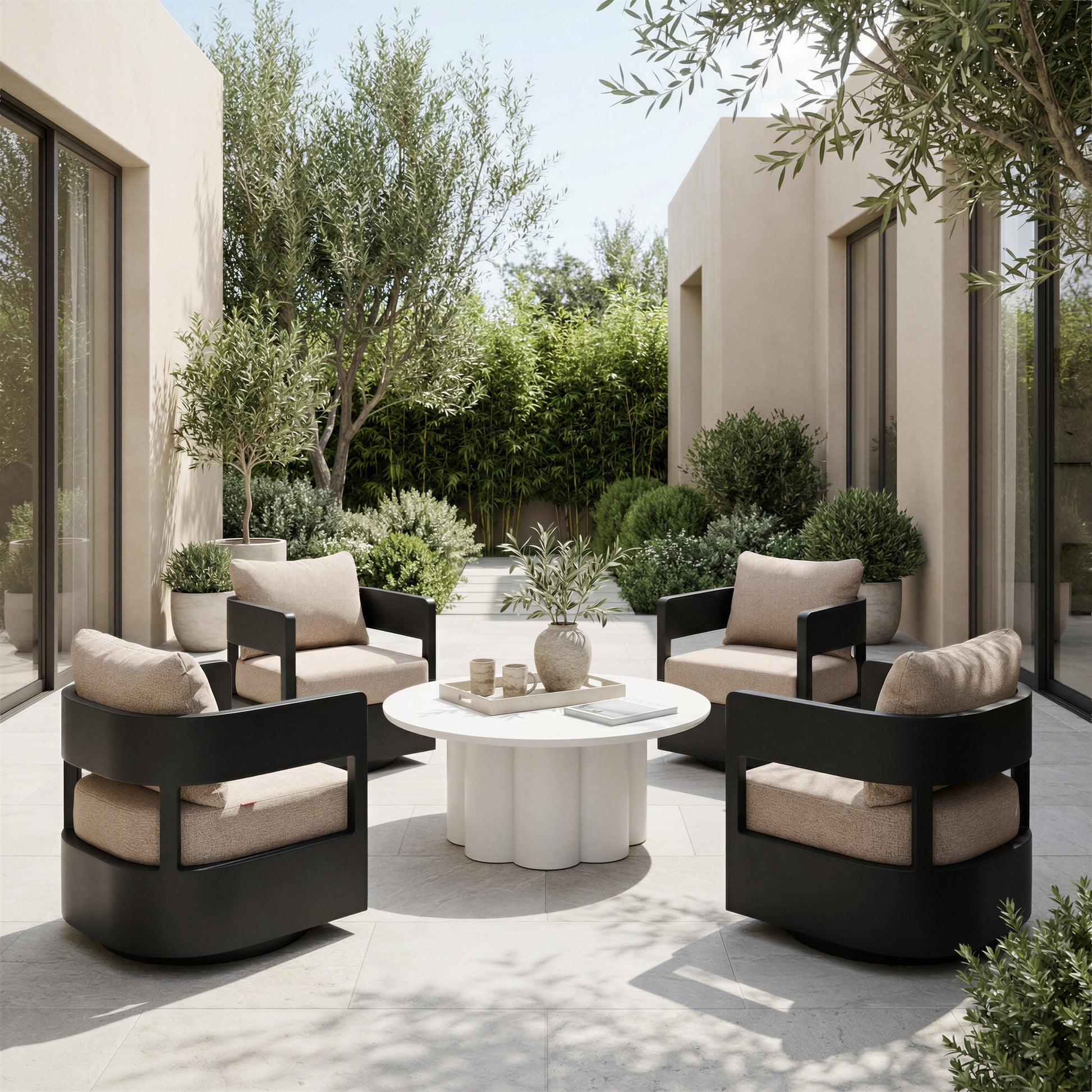 Foret Black Outdoor Swivel Chair - Ornate Home