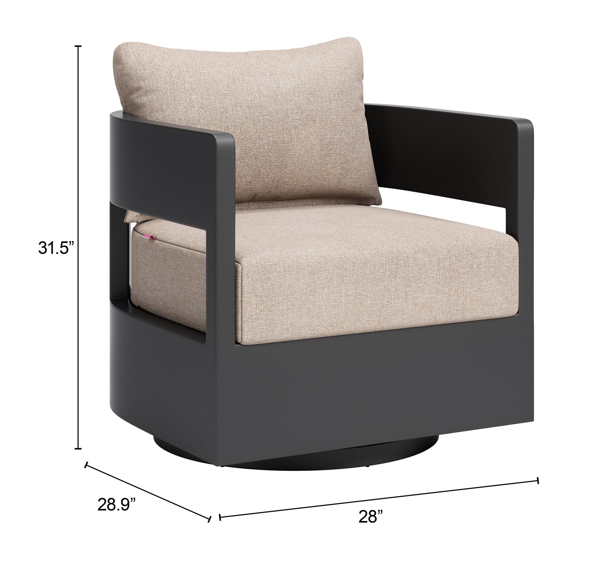 Foret Black Outdoor Swivel Chair - Ornate Home