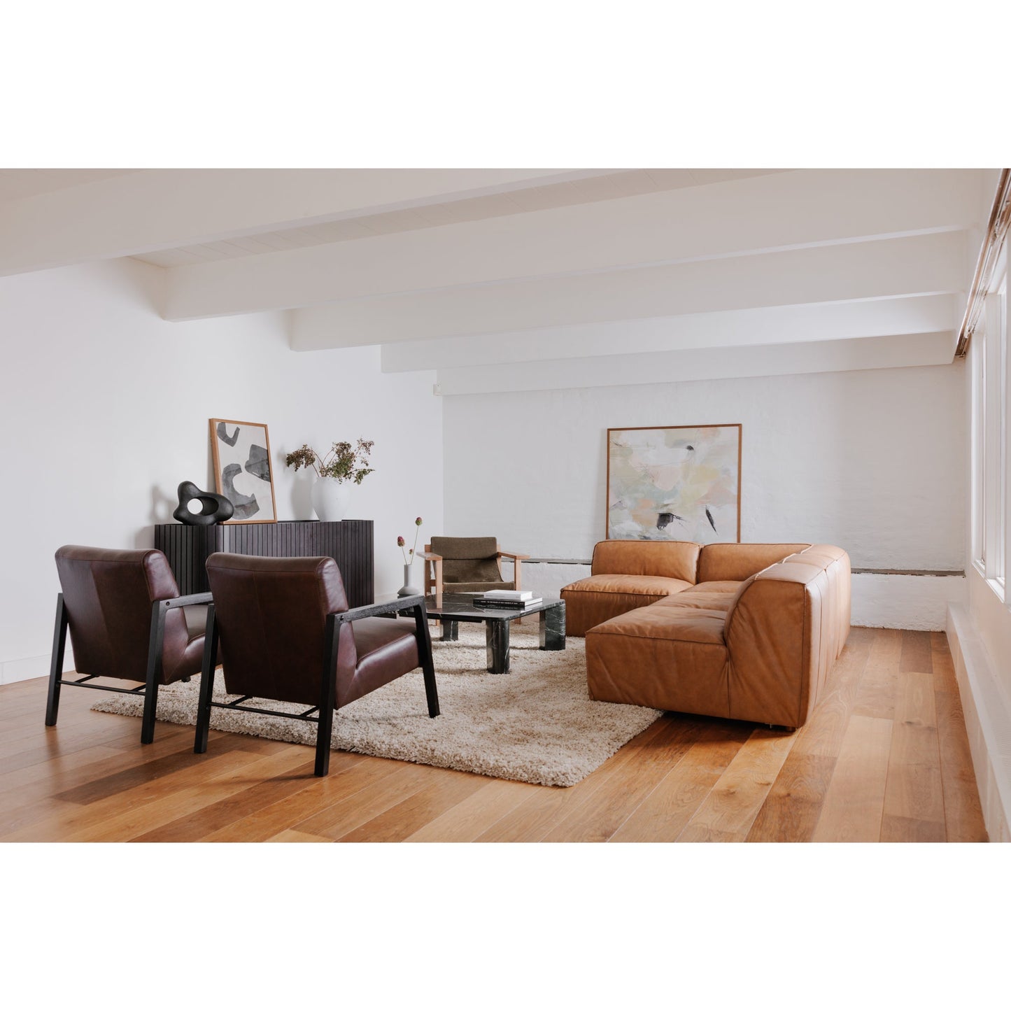 Form Tan Leather Slipper Chair - Ornate Home