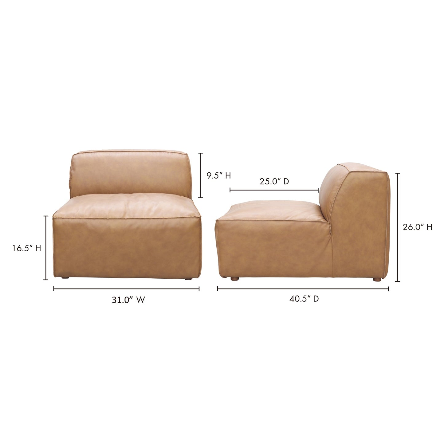 Form Tan Leather Slipper Chair - Ornate Home