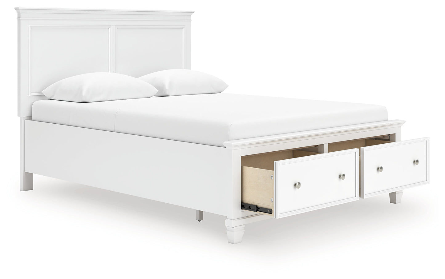 Fortman White Queen Panel Storage Bed- Viva Furn