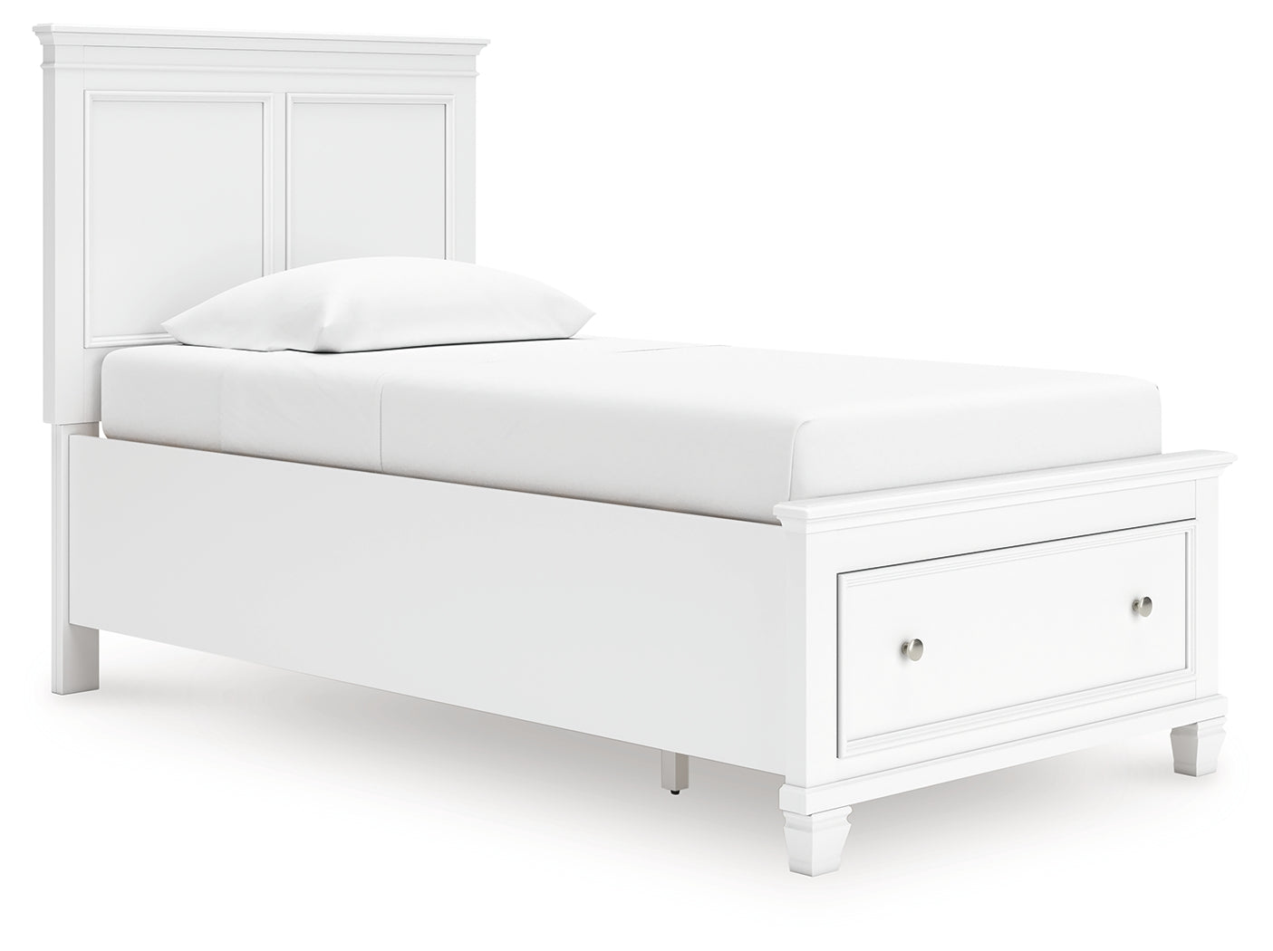 Fortman White Twin Panel Storage Bed- Viva Furn