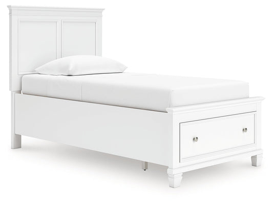 Fortman White Twin Panel Storage Bed- Viva Furn