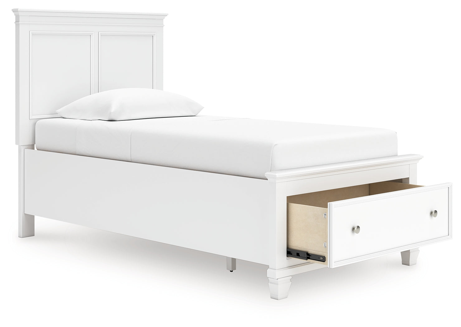 Fortman White Twin Panel Storage Bed- Viva Furn