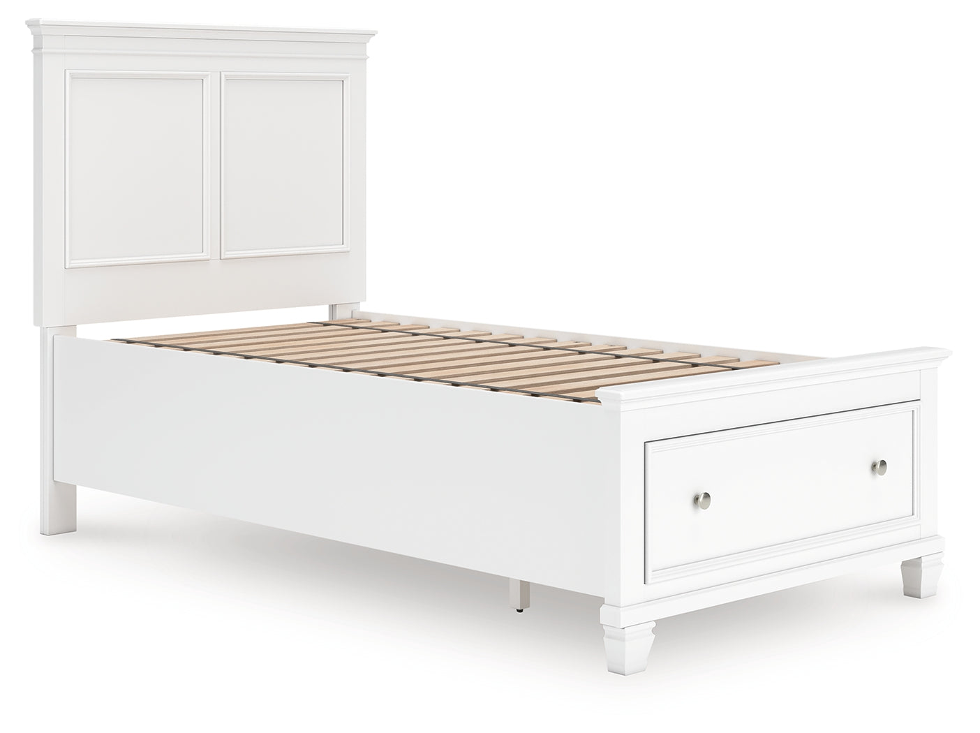 Fortman White Twin Panel Storage Bed- Viva Furn