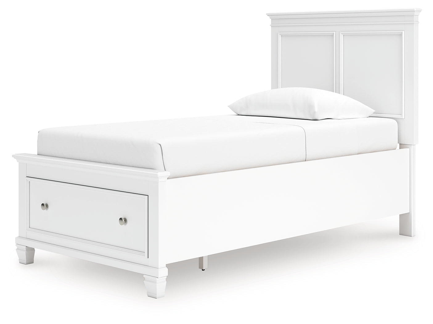 Fortman White Twin Panel Storage Bed- Viva Furn