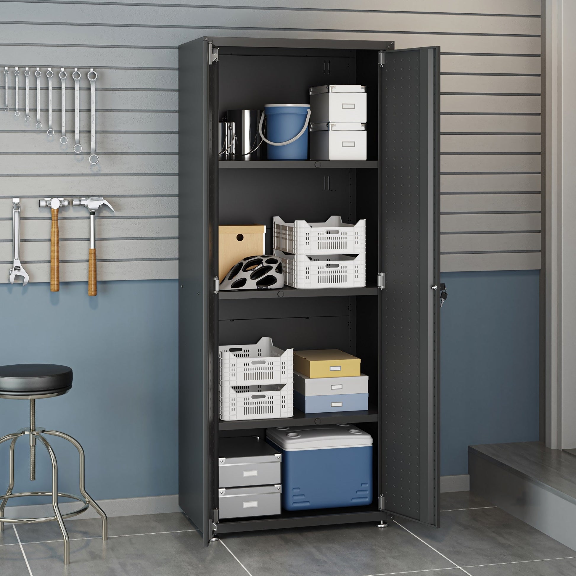 Fortress 6-Piece Garage Set in Charcoal Grey - Ornate Home