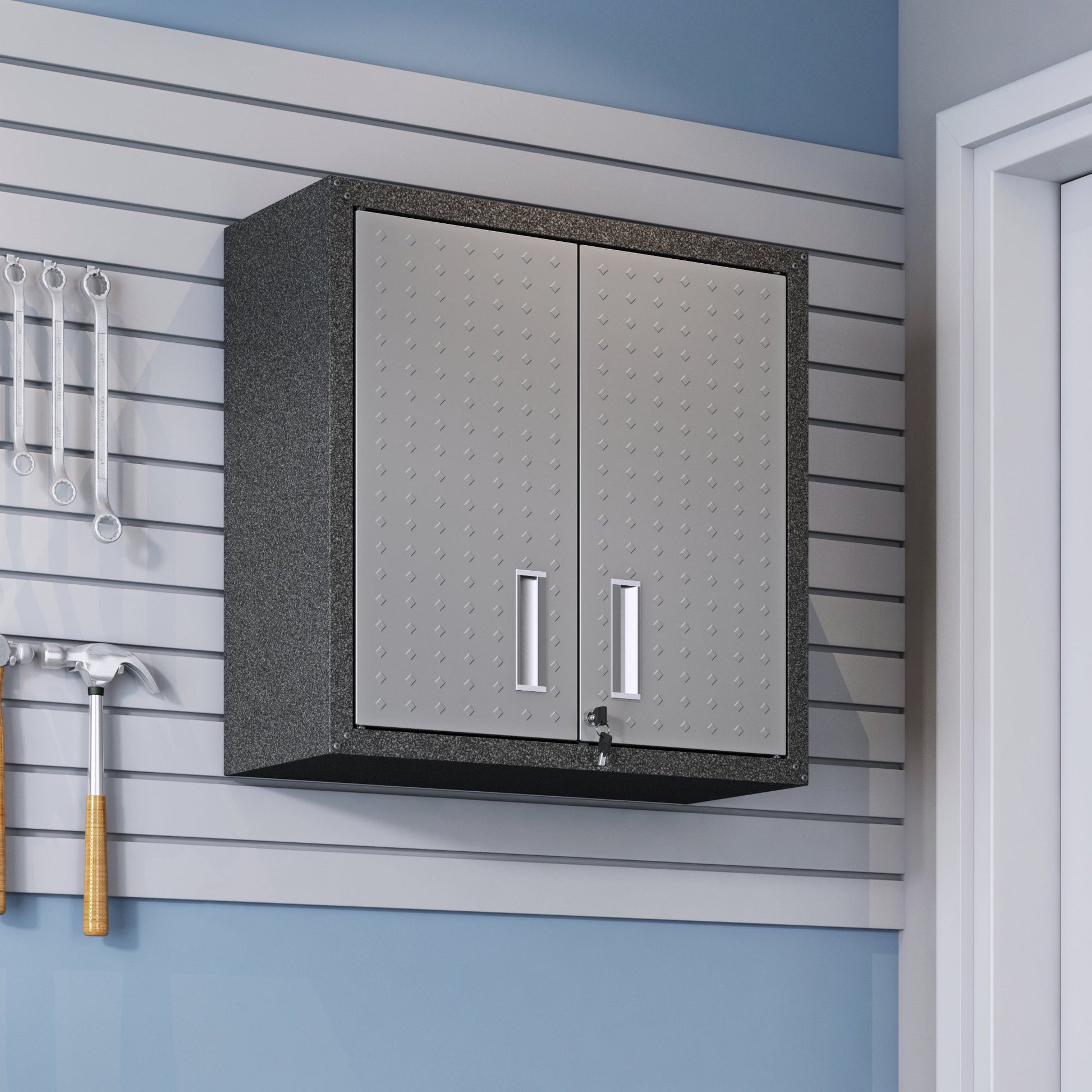 Fortress Floating Garage Cabinet in Grey - Ornate Home