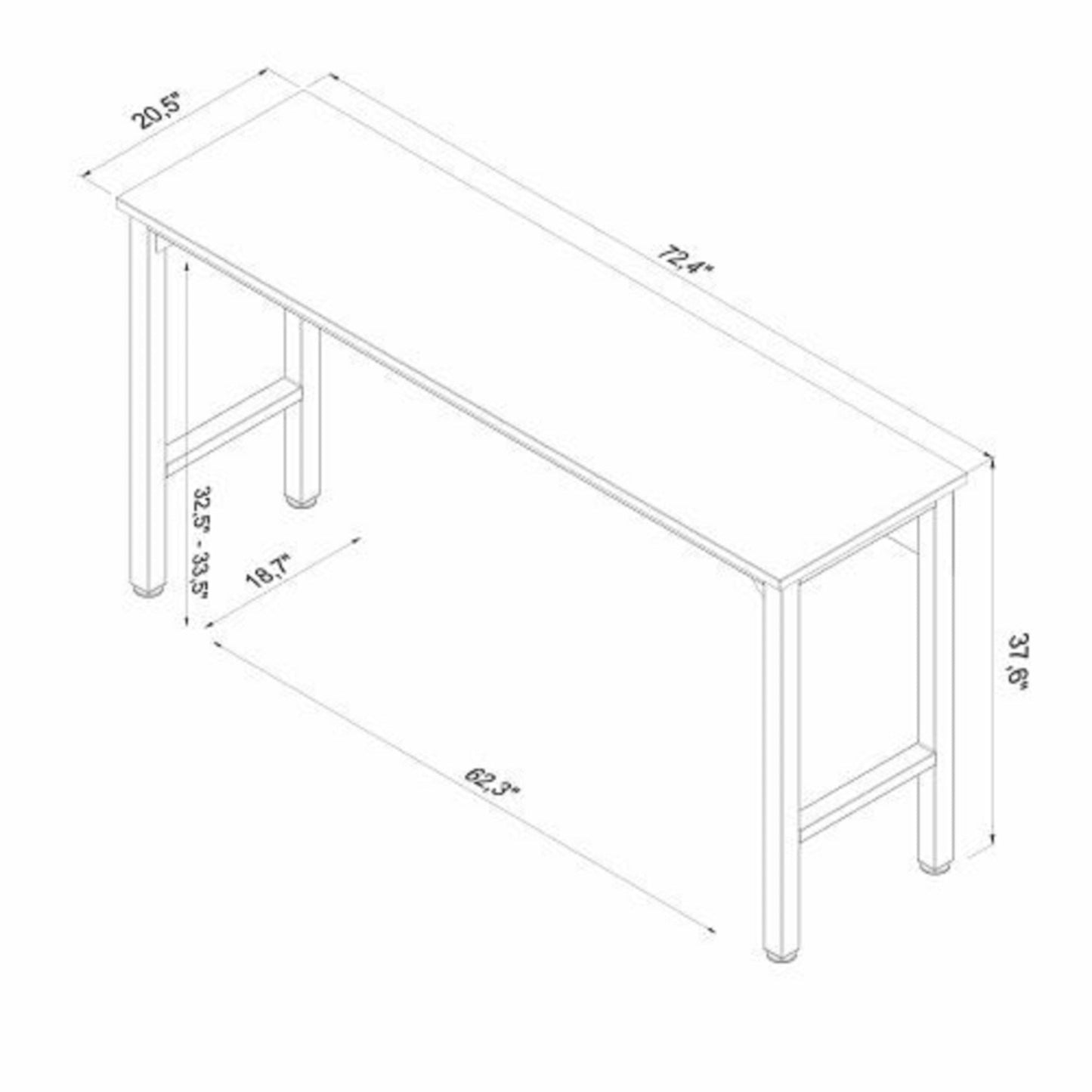 Fortress Garage Table in Natural Wood in Steel - Ornate Home