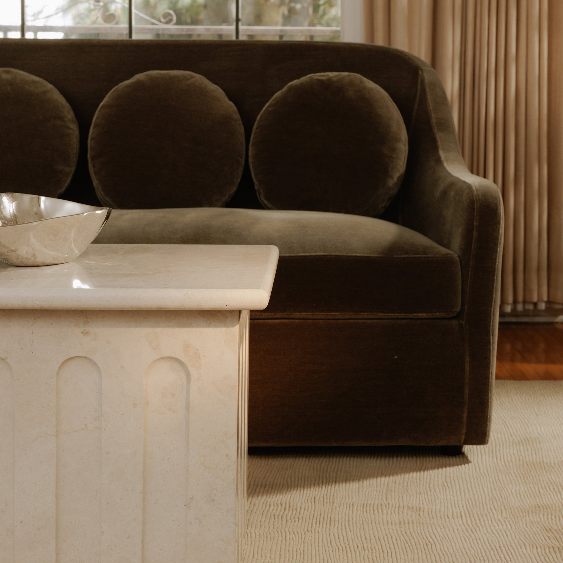 Forum Cream Beige Marble Side Table - Ornate Home