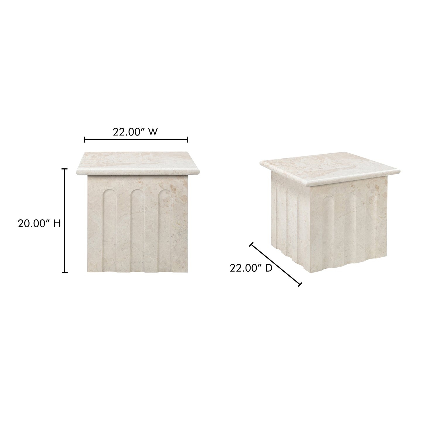 Forum Cream Beige Marble Side Table - Ornate Home