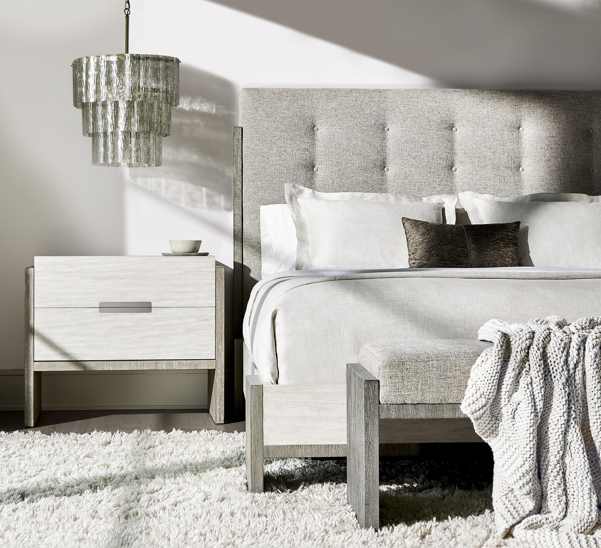 Foundations Light Shale/Linen Nightstand - Ornate Home