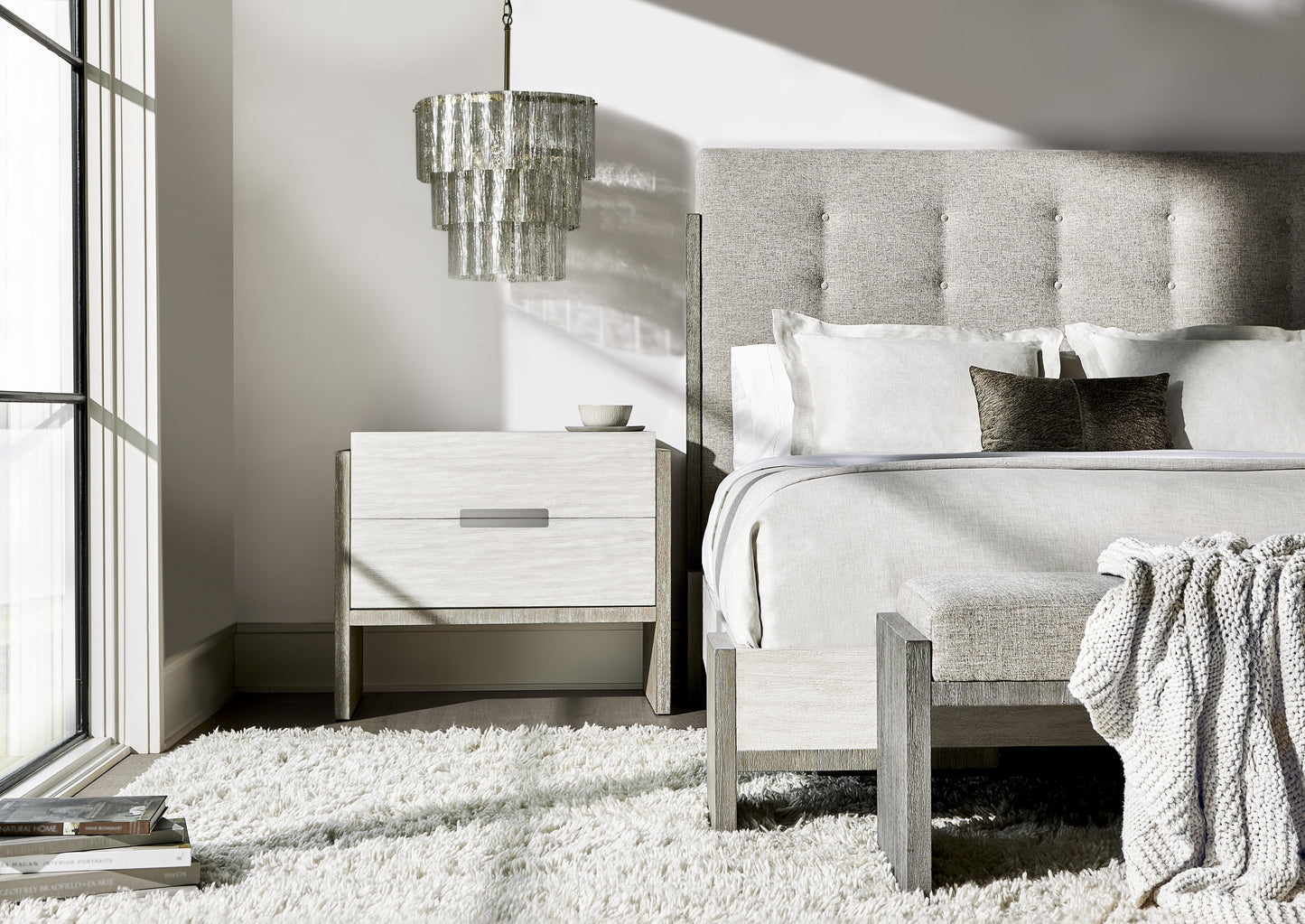 Foundations Light Shale/Linen Nightstand - Ornate Home