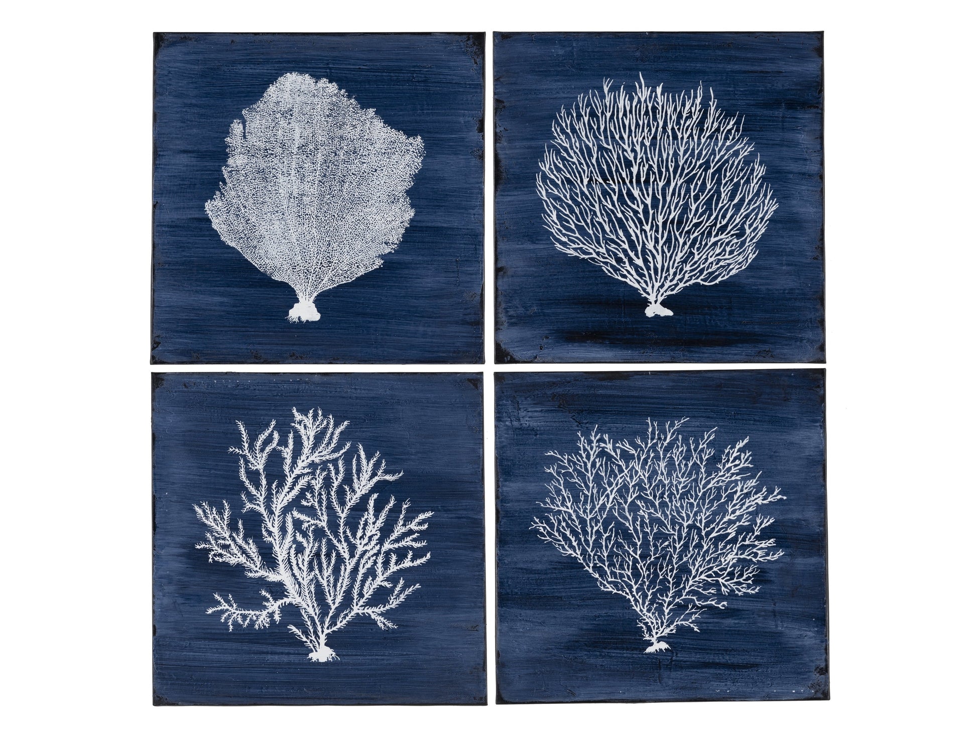 Four Corals Blue/White Canvas - Ornate Home