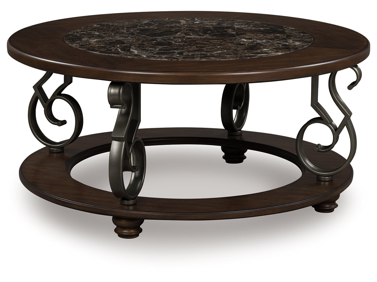 Frallyn Dark Brown Round Cocktail Table- Viva Furn