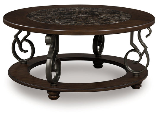 Frallyn Dark Brown Round Cocktail Table- Viva Furn