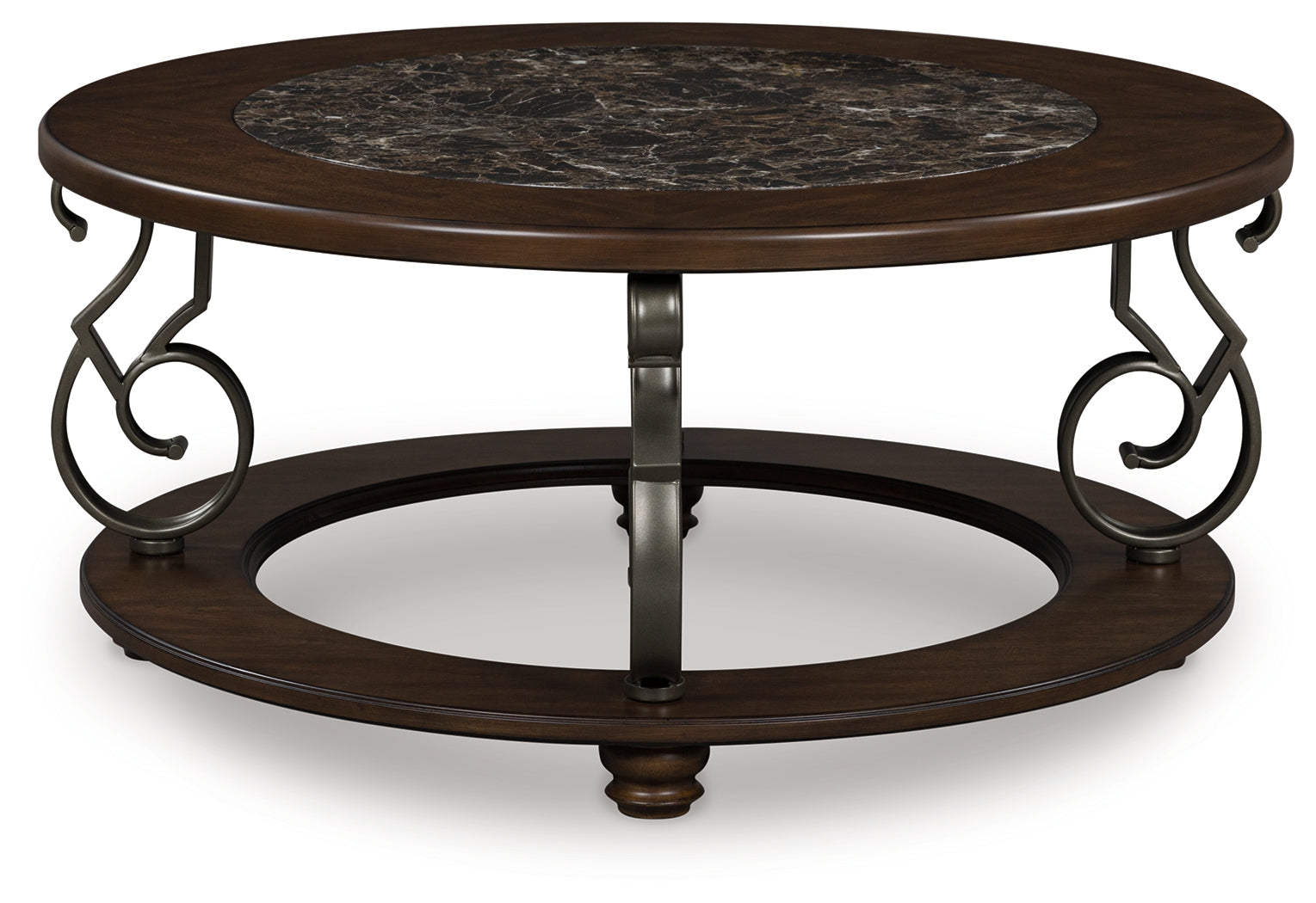 Frallyn Dark Brown Round Cocktail Table- Viva Furn