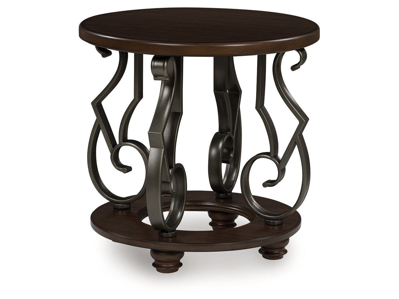 Frallyn Dark Brown Round End Table- Viva Furn