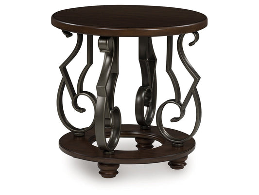Frallyn Dark Brown Round End Table- Viva Furn